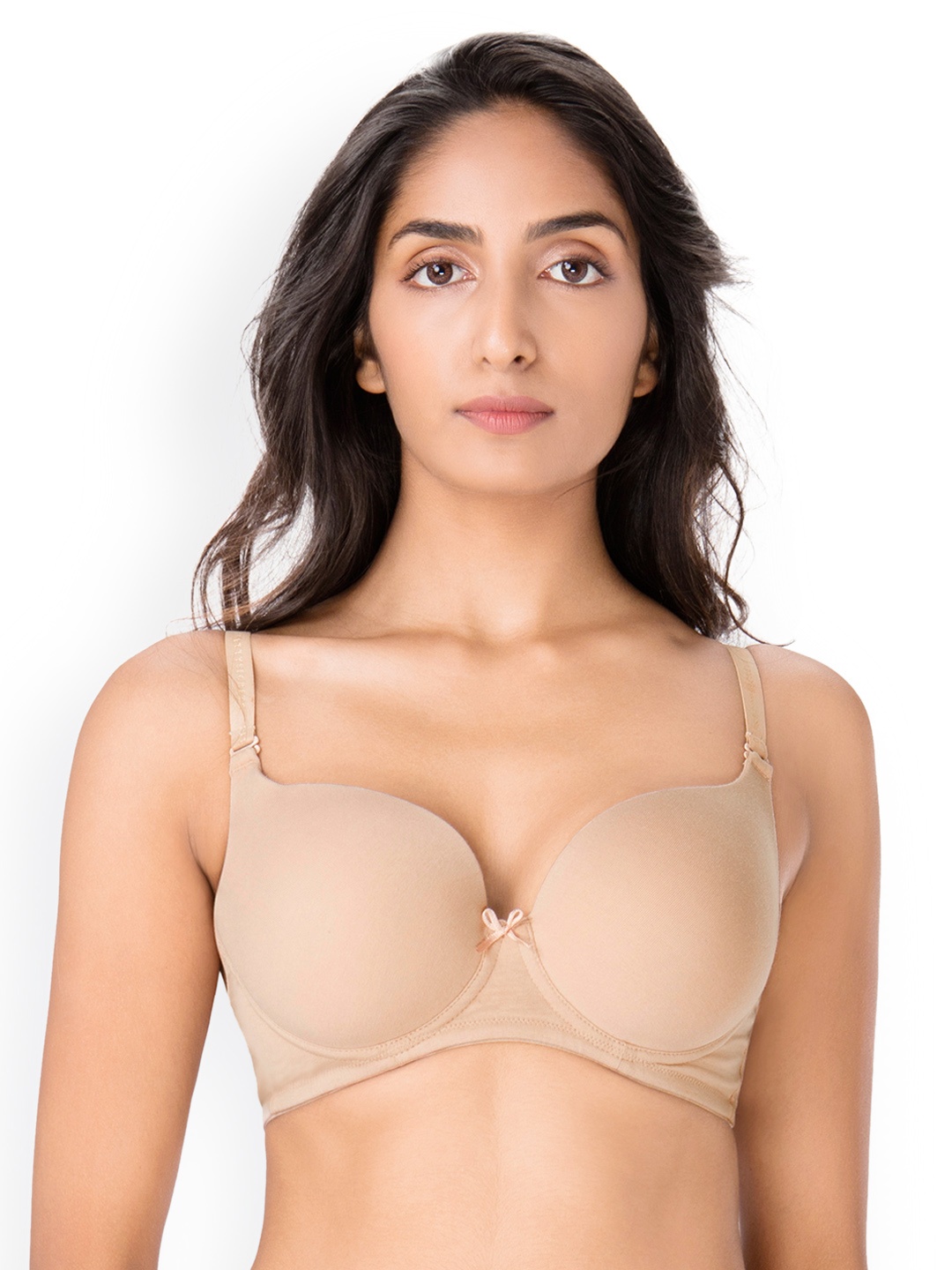 

PrettySecrets Nude-Coloured Solid Underwired Lightly Padded T-shirt Bra