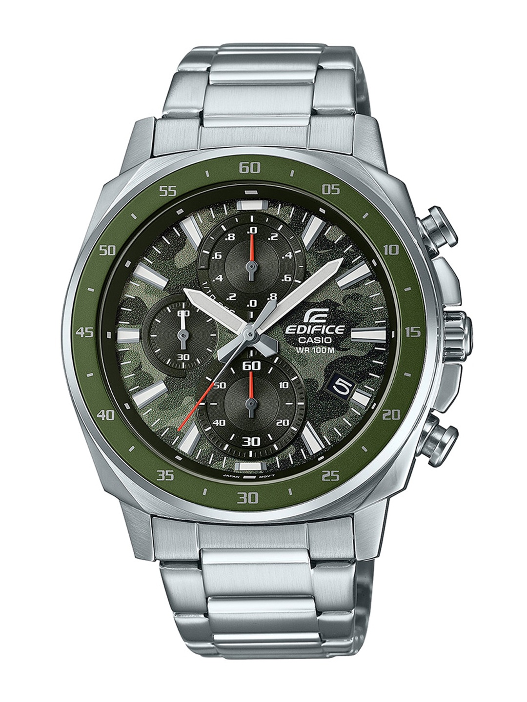

CASIO Men EDifice EFV-600D-3CVUDF Green Analog Dial Silver Stainless Steel Band ED573