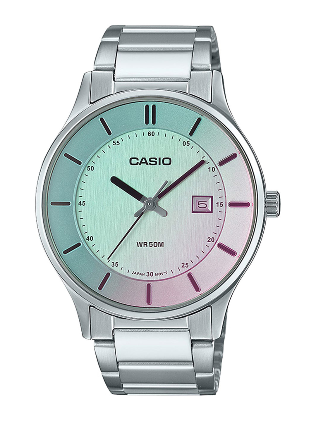 

CASIO Men Stainless Steel Bracelet Style Straps Analogue Watch A2111, Silver