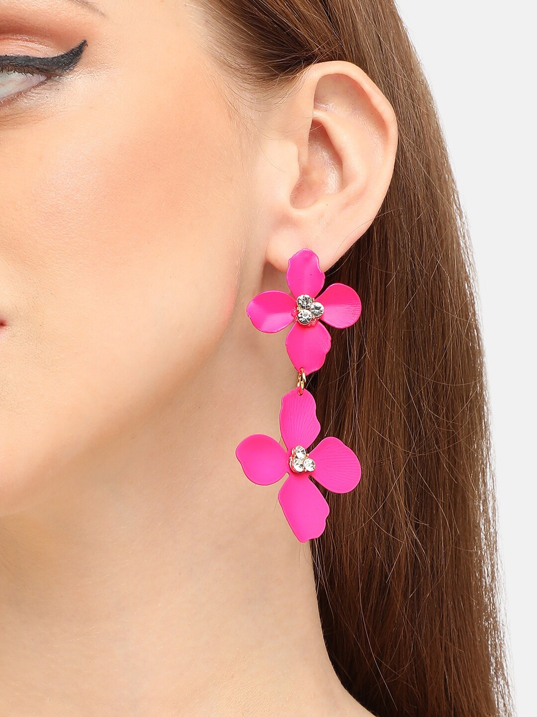 

SOHI Gold-Plated Floral Drop Earrings, Pink