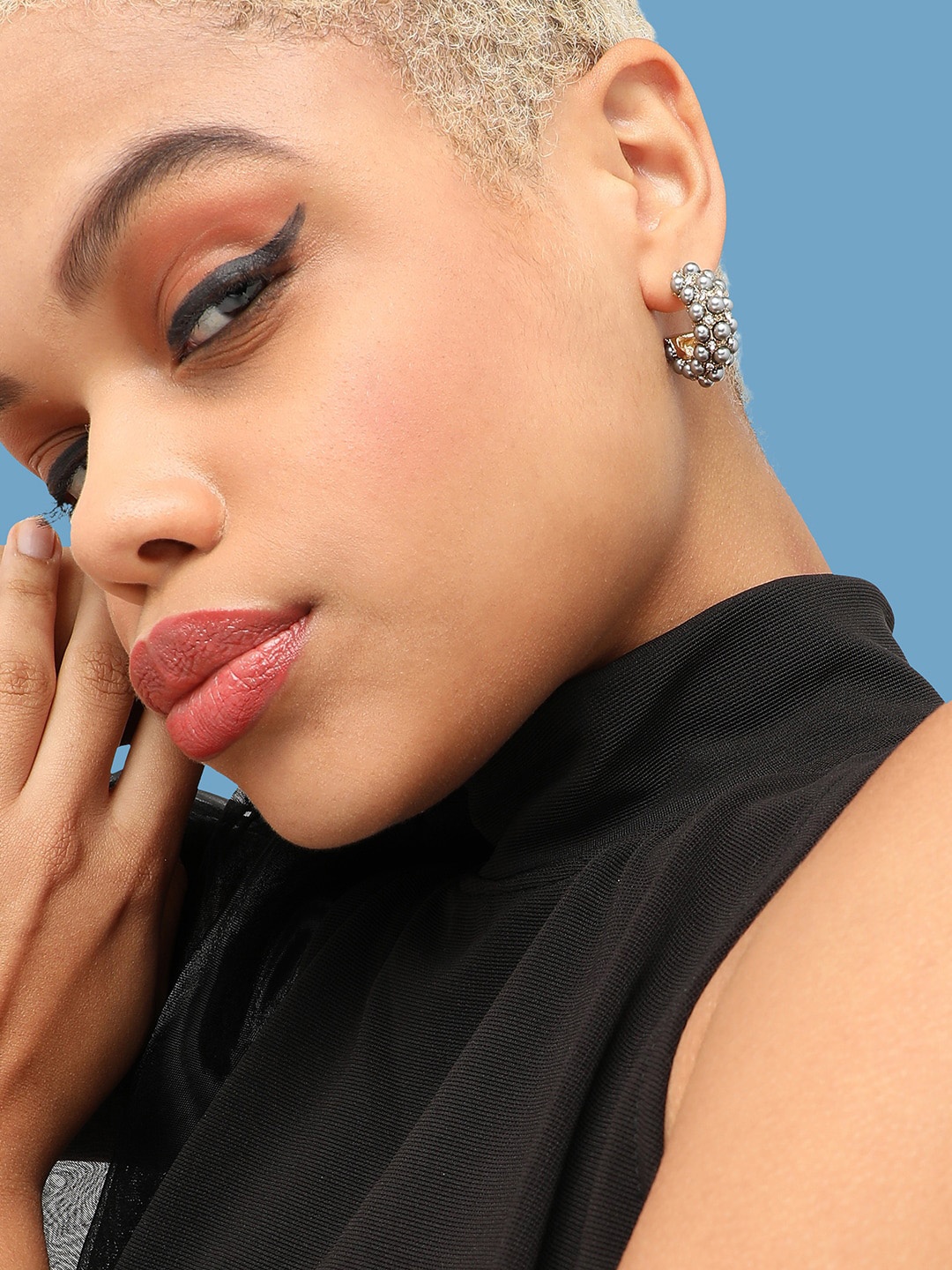 

SOHI Gold-Plated Contemporary Half Hoop Earrings