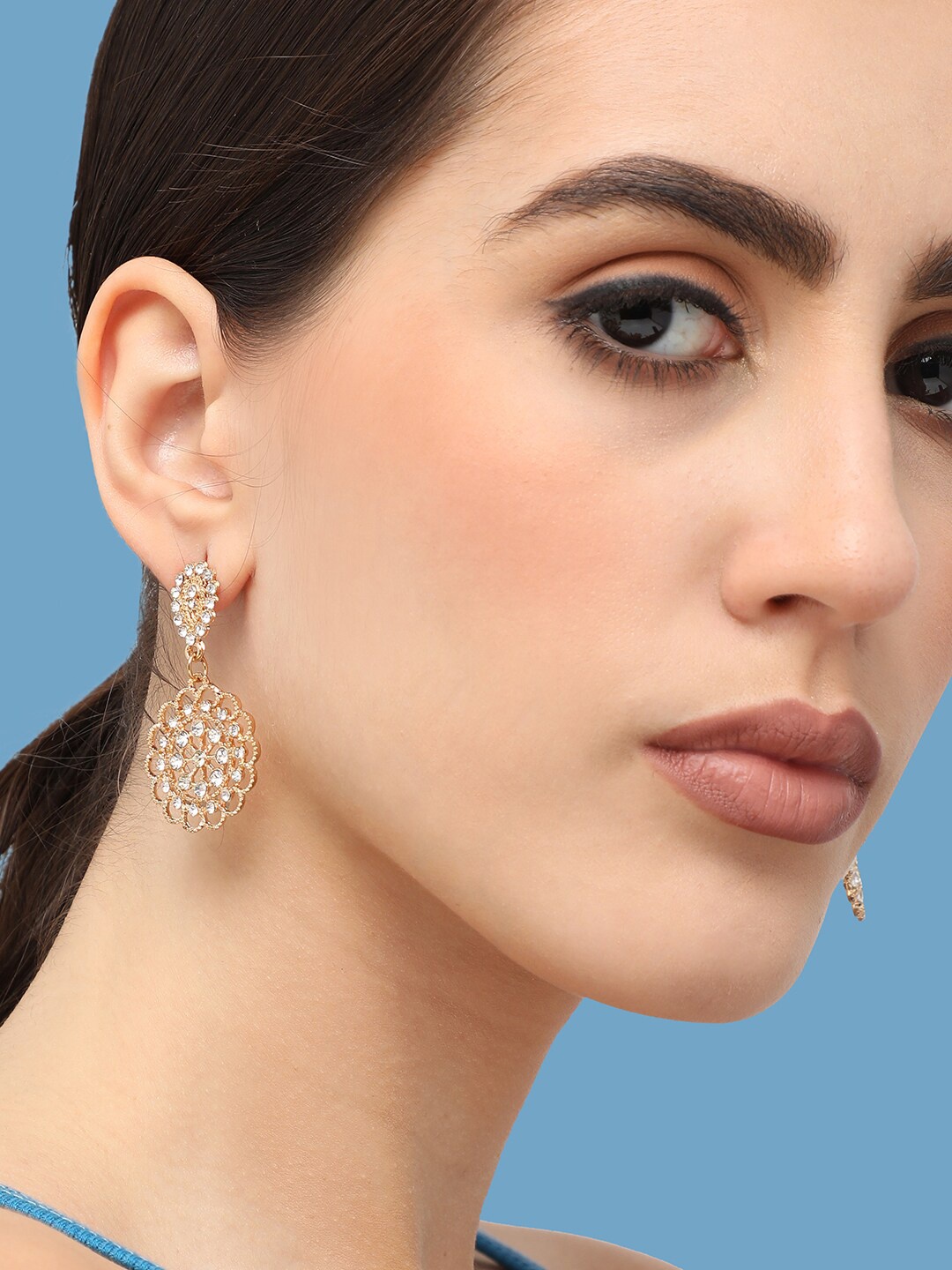 

SOHI Silver-Plated Contemporary Chandbalis Earrings, White