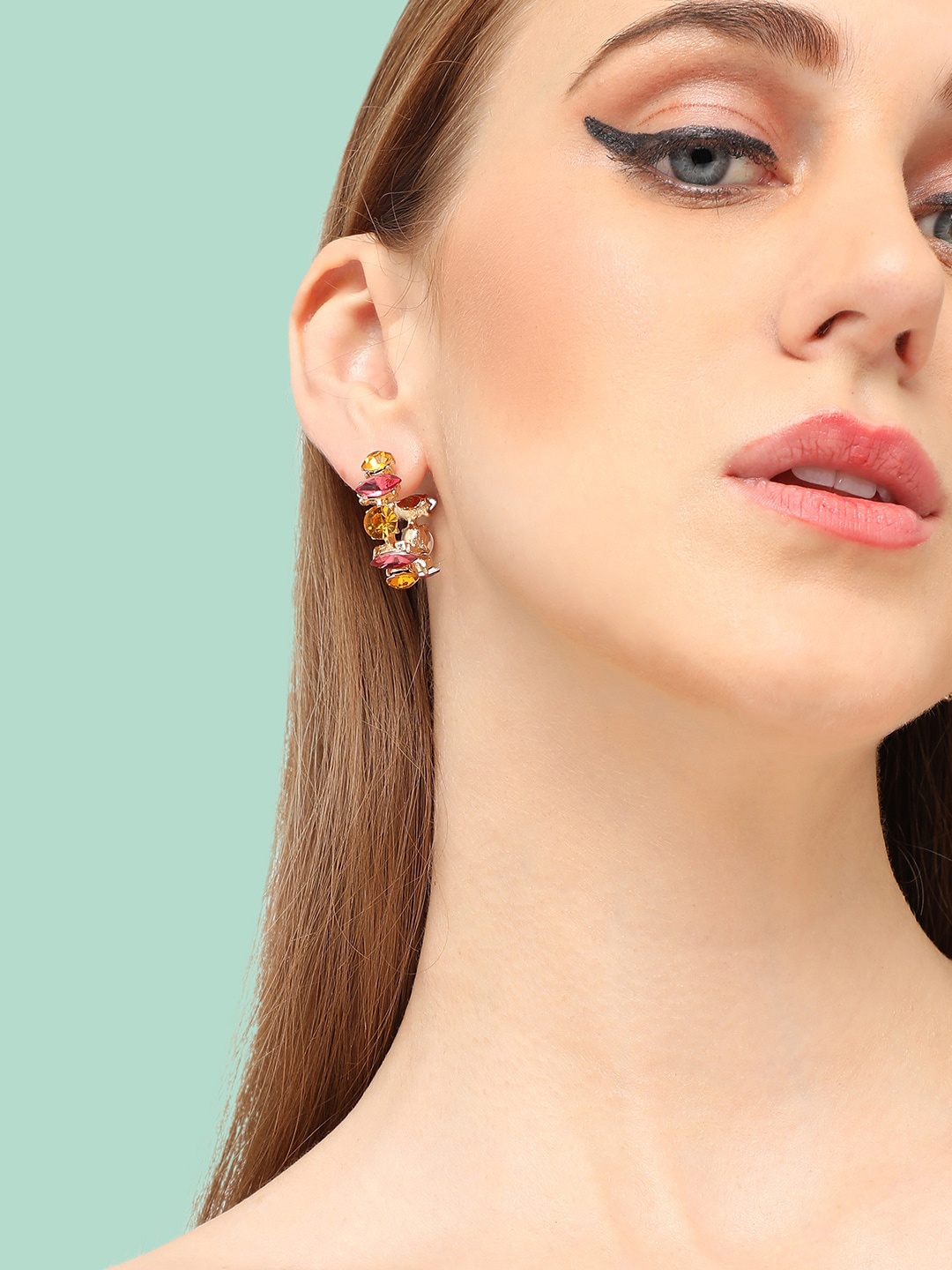 

SOHI Gold-Plated Contemporary Half Hoop Earrings