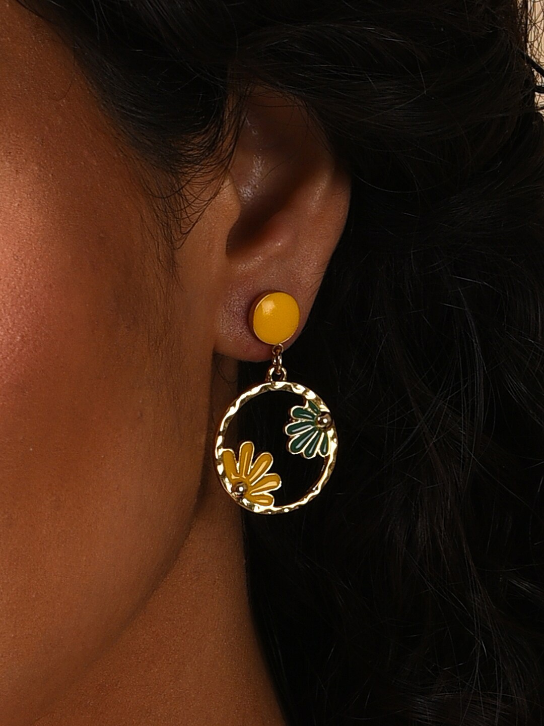 

SOHI Gold-Plated Floral Drop Earrings, Yellow