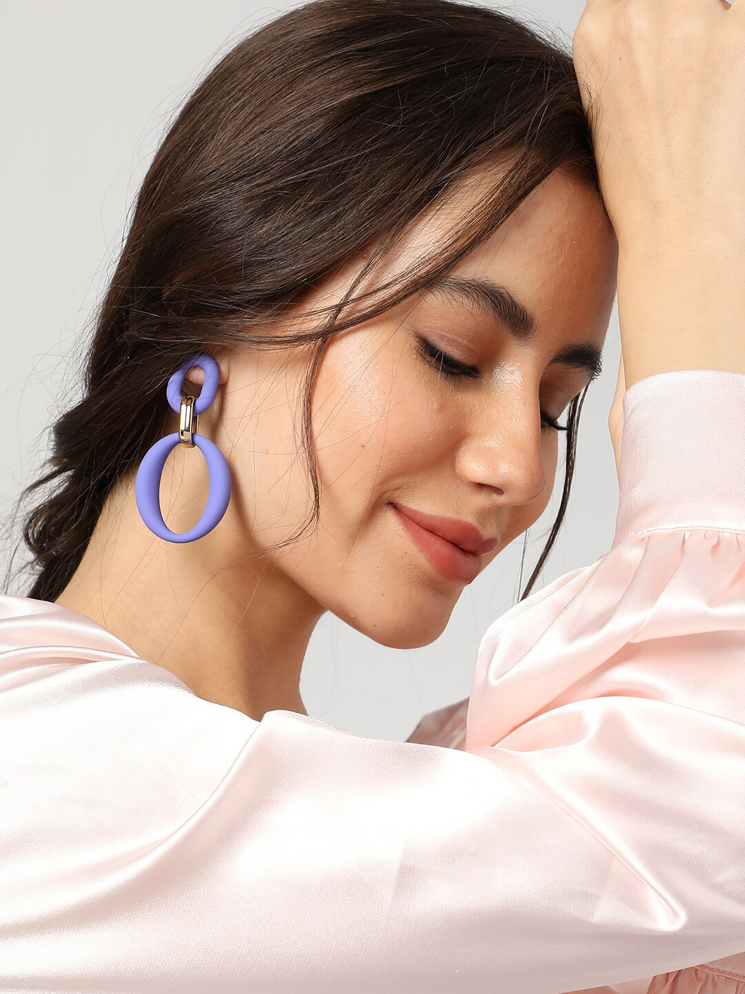 

SOHI Gold-Plated Contemporary Drop Earrings, Purple