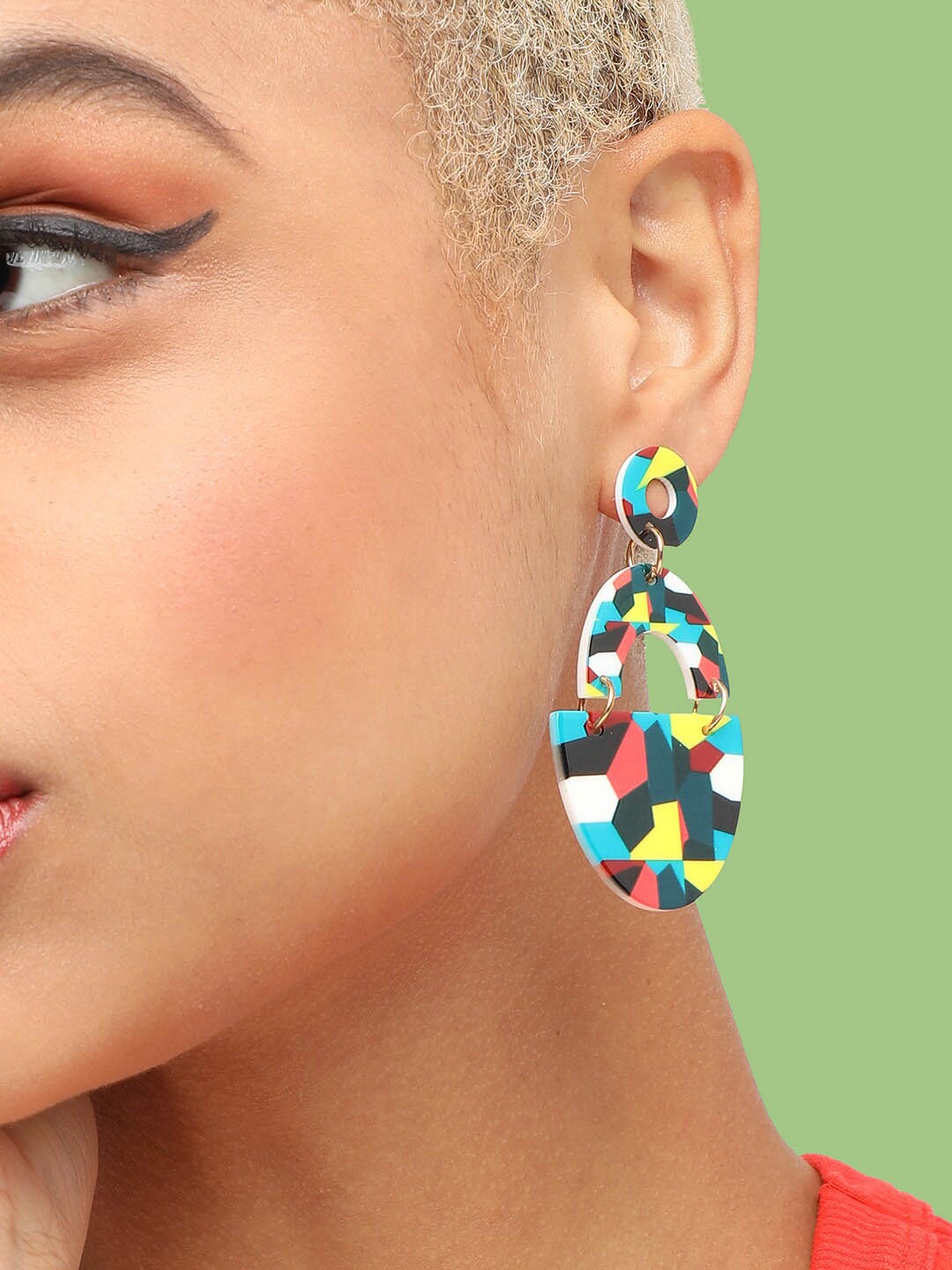 

SOHI Gold-Plated Contemporary Drop Earrings, Blue