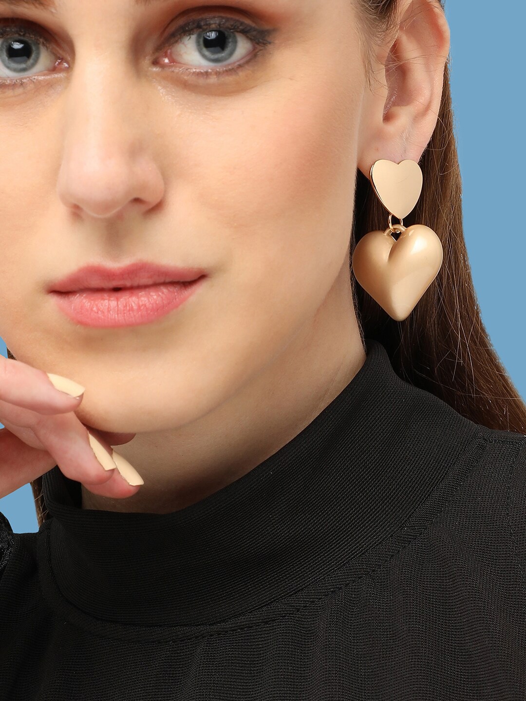

SOHI Gold-Plated Contemporary Drop Earrings