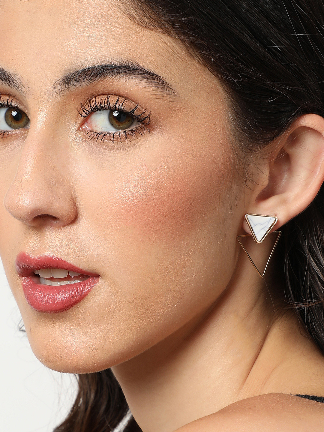 

SOHI Gold -Plated Contemporary Drop Earrings