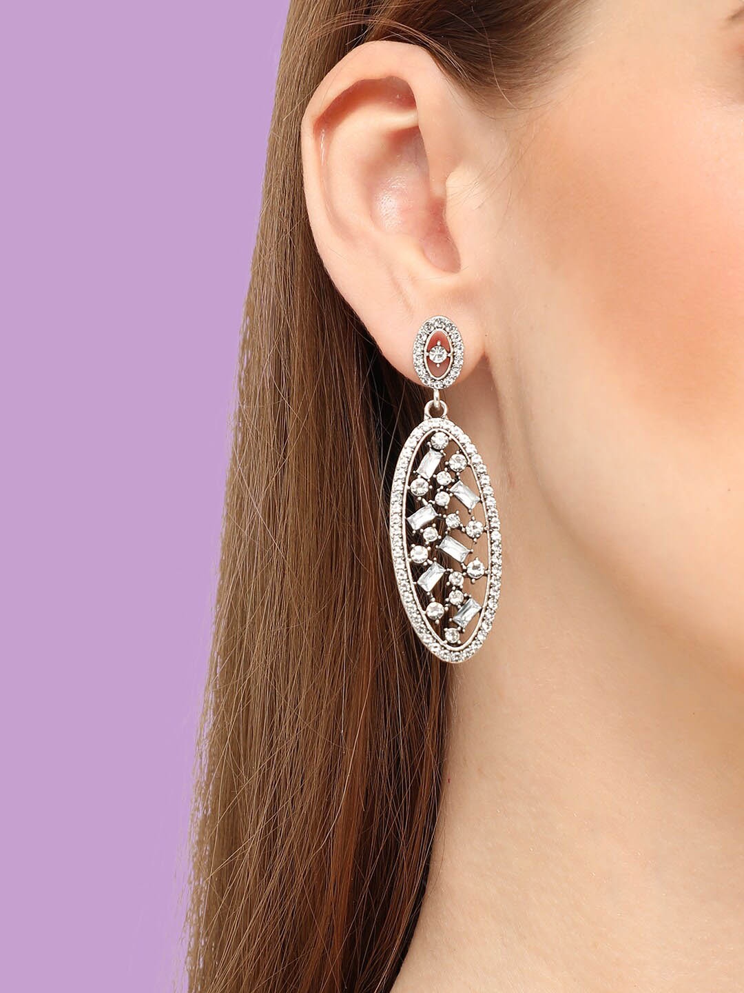 

SOHI Silver-Plated Contemporary Drop Earrings, White