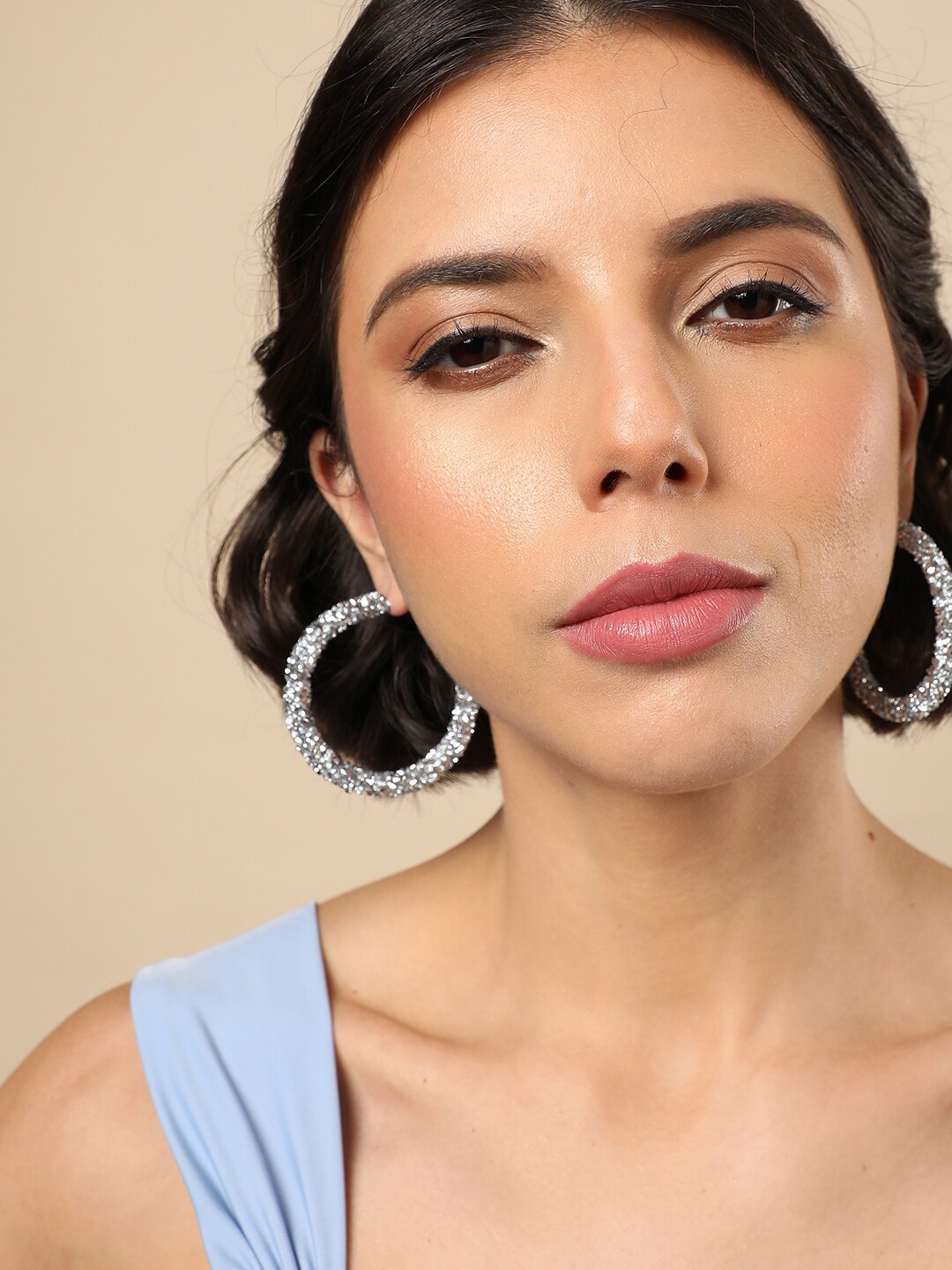

SOHI Silver-Plated Circular Hoop Earrings