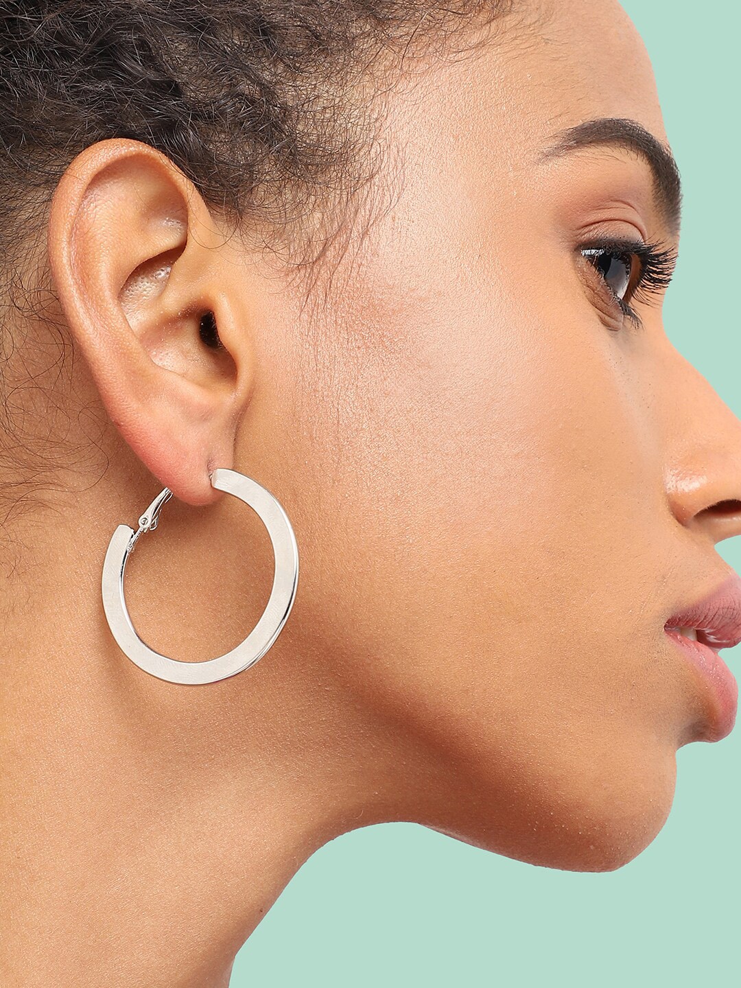 

SOHI Silver-Plated Contemporary Hoop Earrings