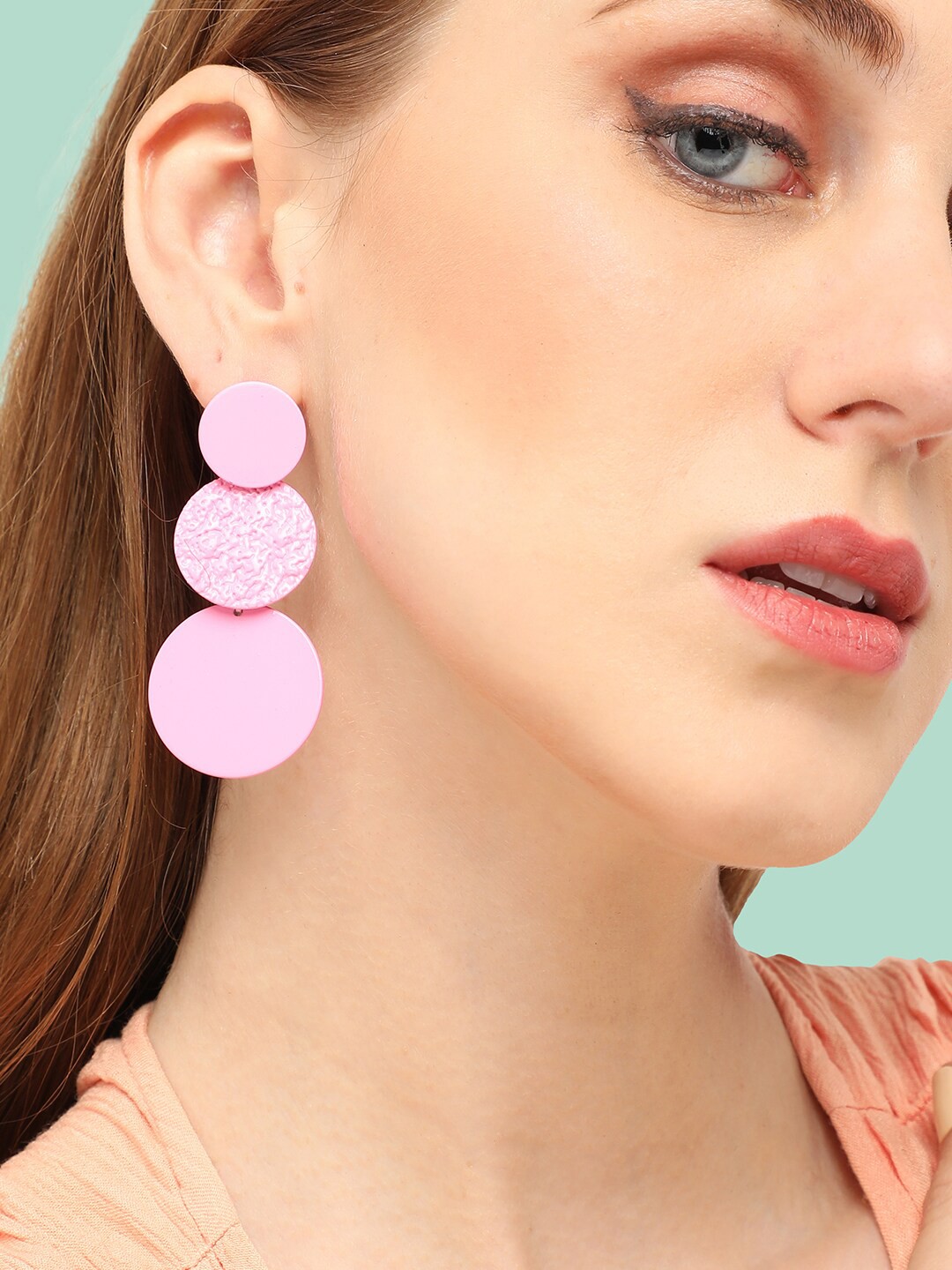 

SOHI Gold Plated Contemporary Drop Earrings, Pink