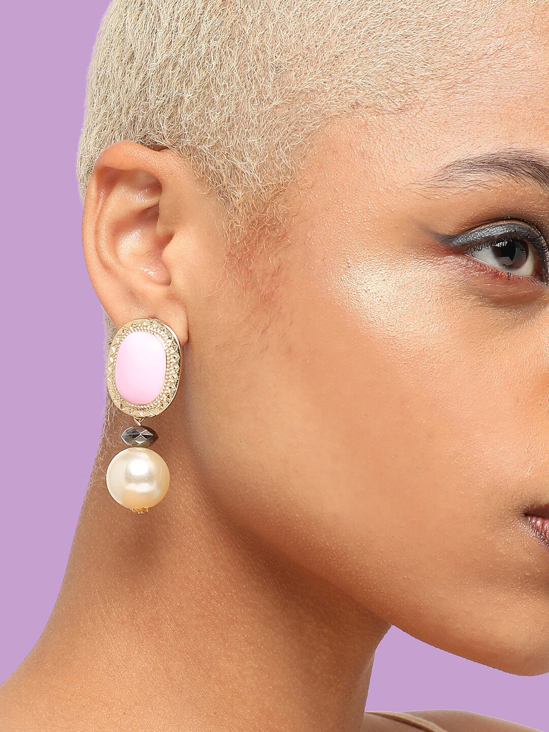 

SOHI Gold-Plated Contemporary Drop Earrings, Pink