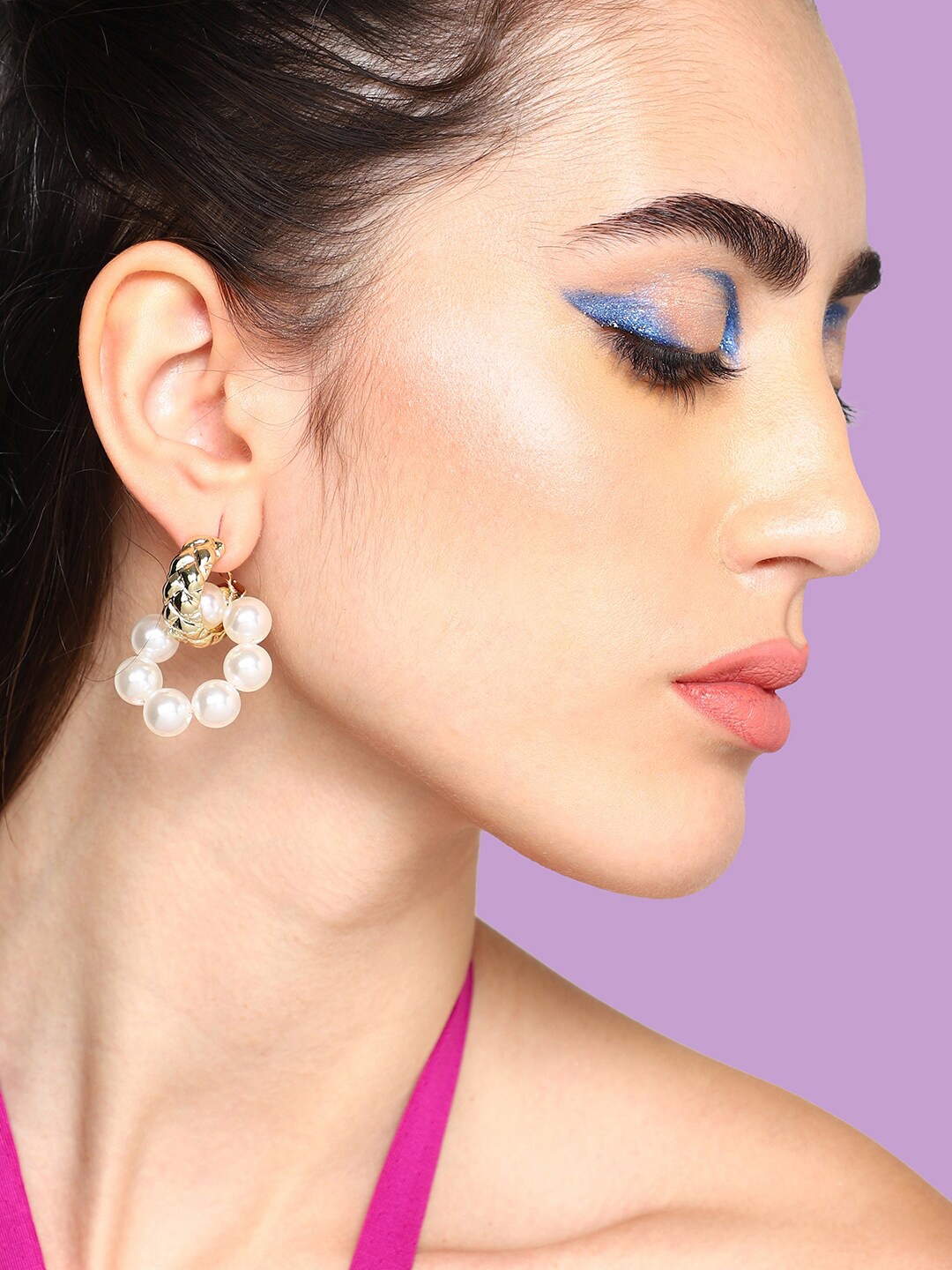 

SOHI Gold-Plated Contemporary Drop Earrings, White