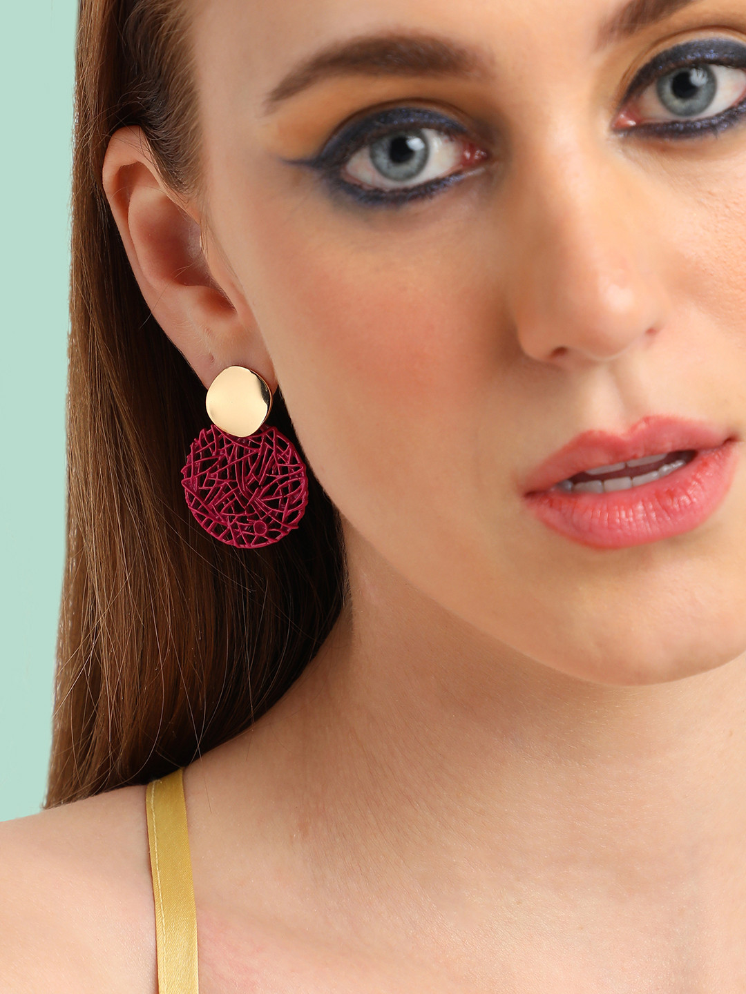 

SOHI Gold-Plated Contemporary Drop Earrings, Pink