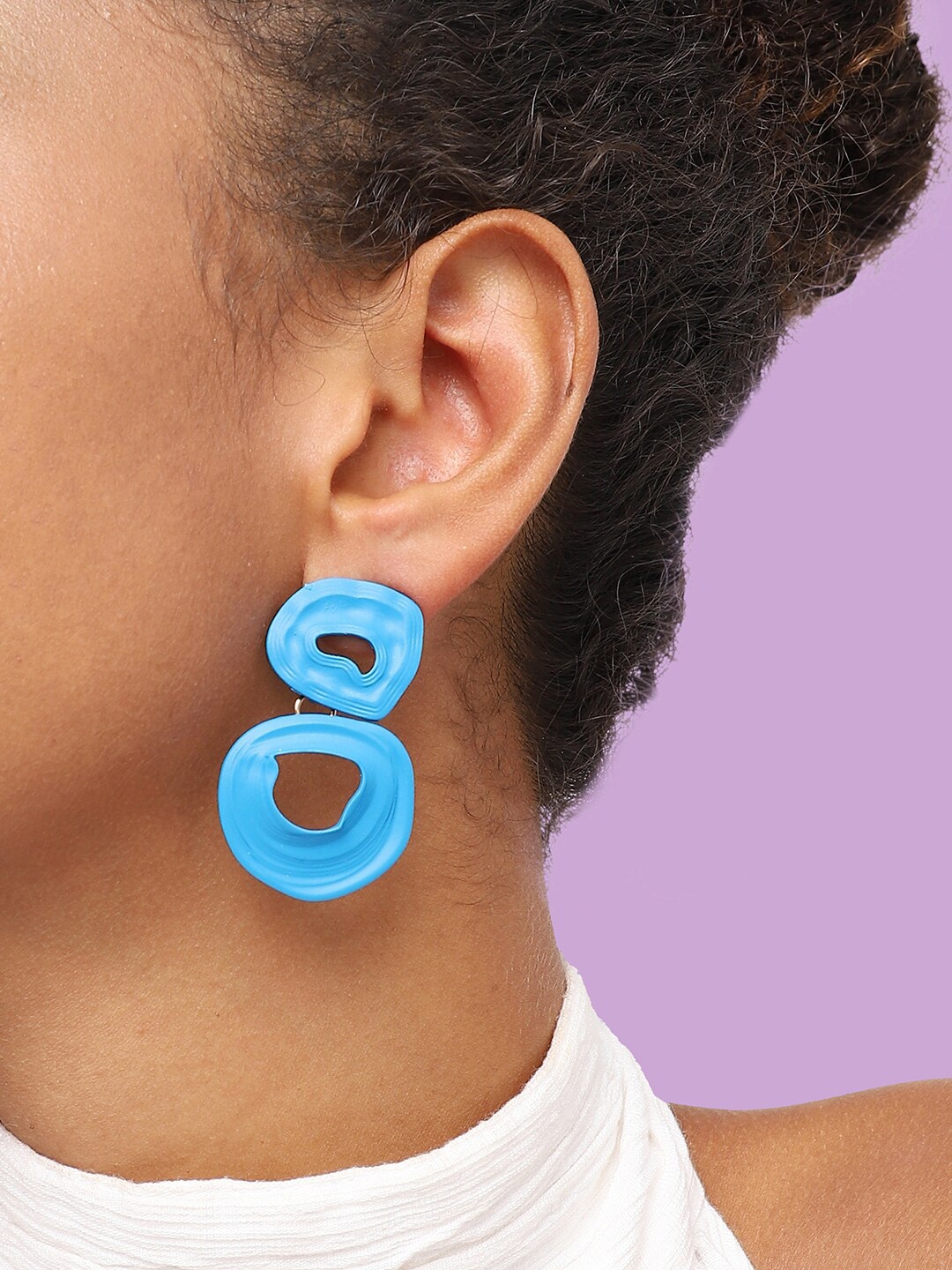 

SOHI Gold Plated Contemporary Drop Earrings, Blue