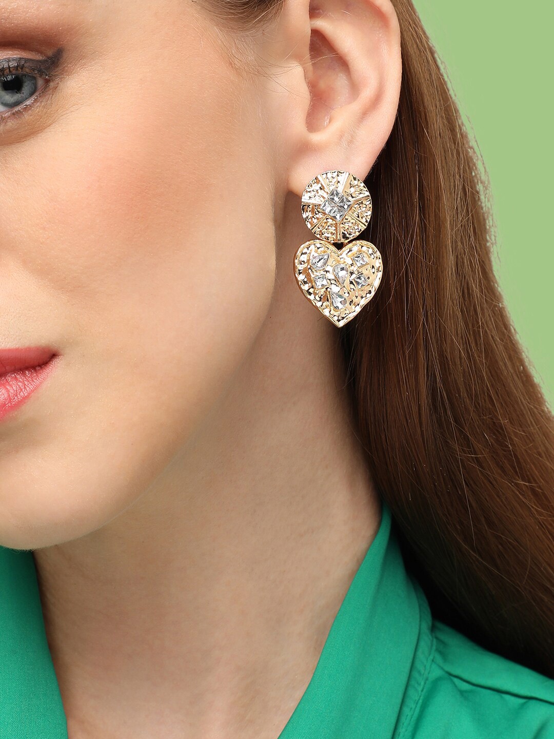 

SOHI Gold-Toned Contemporary Drop Earrings