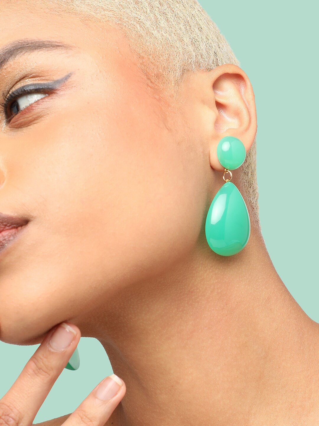 

SOHI Gold-Plated Party Designer Drop Earrings, Lime green