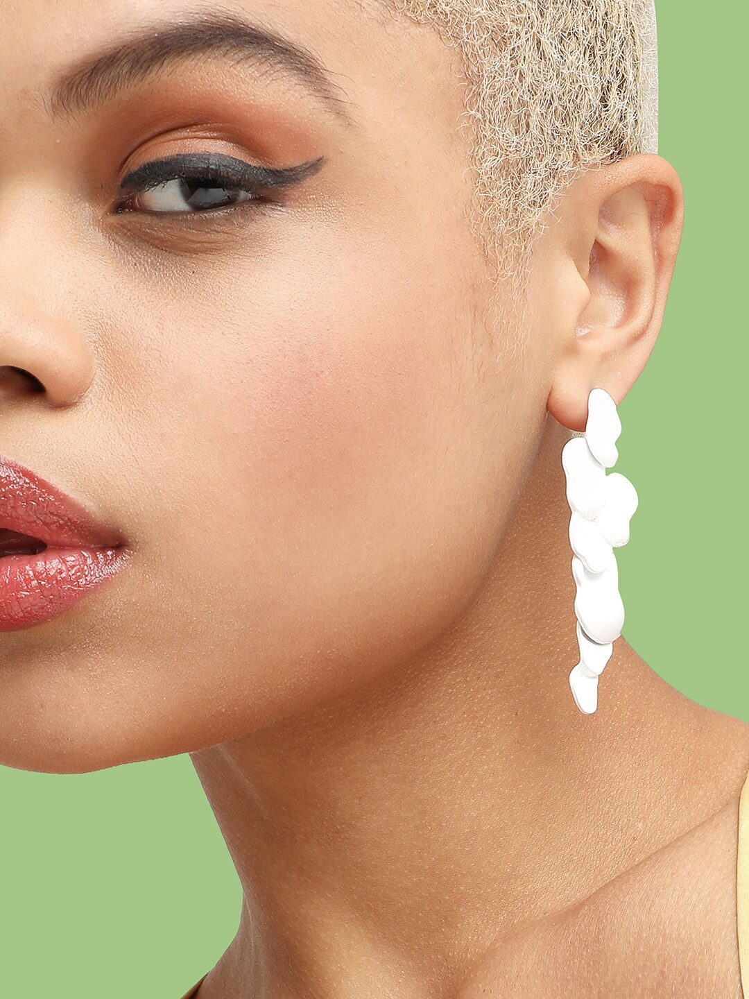 

SOHI Silver-Plated Party Designer Drop Earrings, White