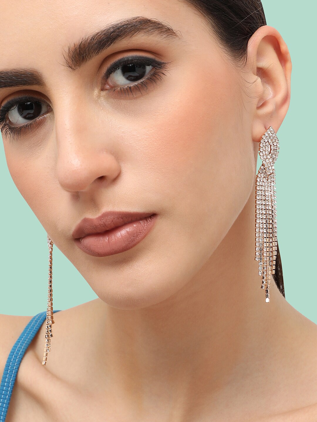 

SOHI Silver-Toned Contemporary Drop Earrings