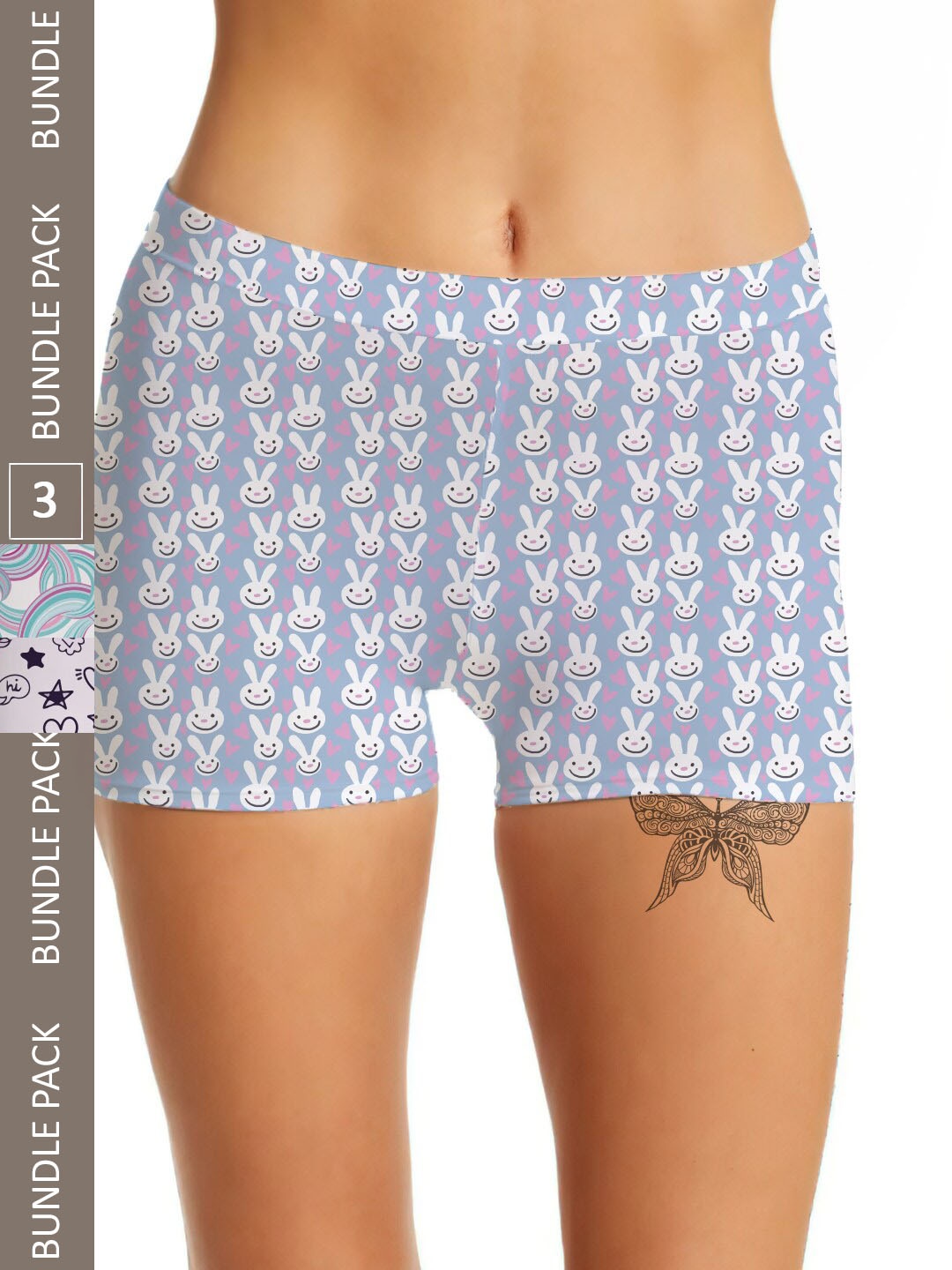 

mezmoda Women Pack Of 3 Printed Antimicrobial Boxer-Style Briefs, Purple