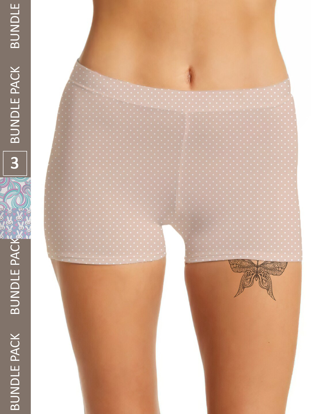 

mezmoda Women Pack Of 3 Printed Anti-Bacterial Boxer-Style Briefs, Purple