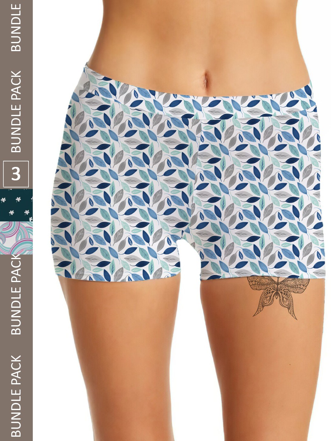 

mezmoda Women Pack Of 3 Printed Anti-Bacterial Boxer-Style Briefs, White