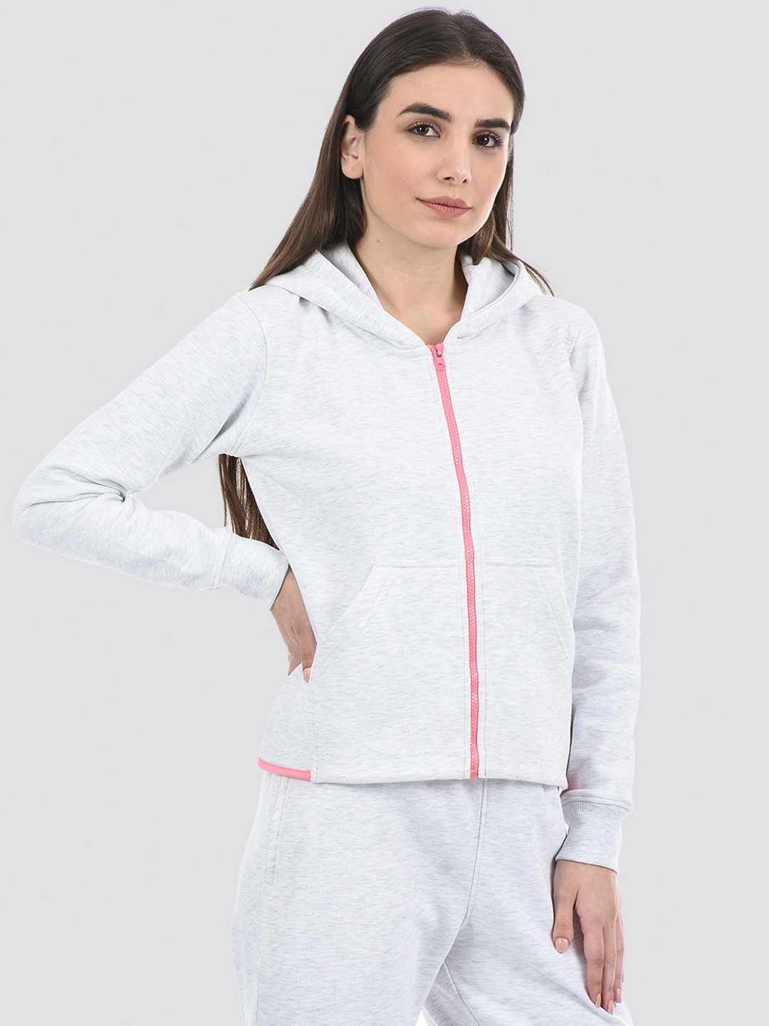 

ONEWAY Women Printed Hooded Jacket, Grey