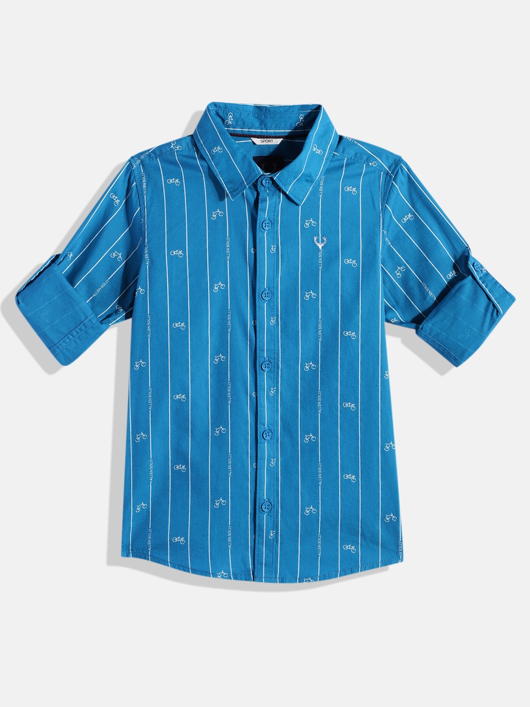 

Allen Solly Junior Boys Striped Pure Cotton Casual Shirt, Blue