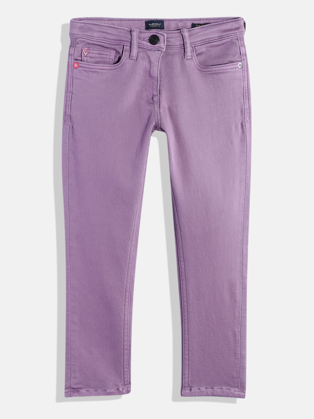 

Allen Solly Junior Girls Slim Fit Mid-Rise Coloured Stretchable Jeans, Purple