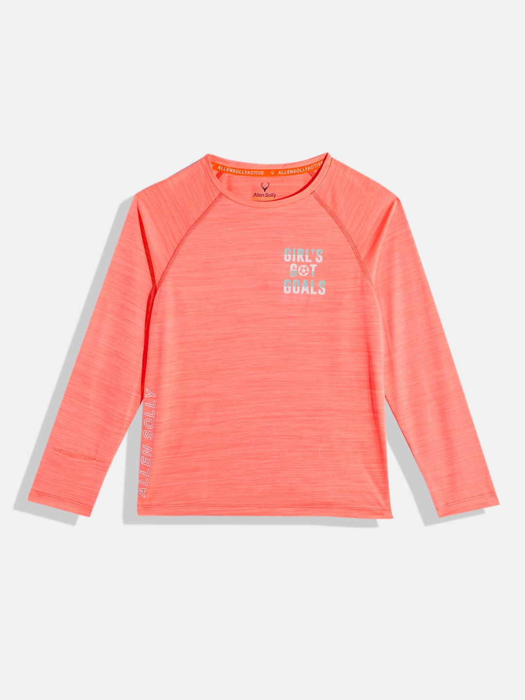 Allen Solly Junior Girls Typography Printed Sports T-shirt, Peach