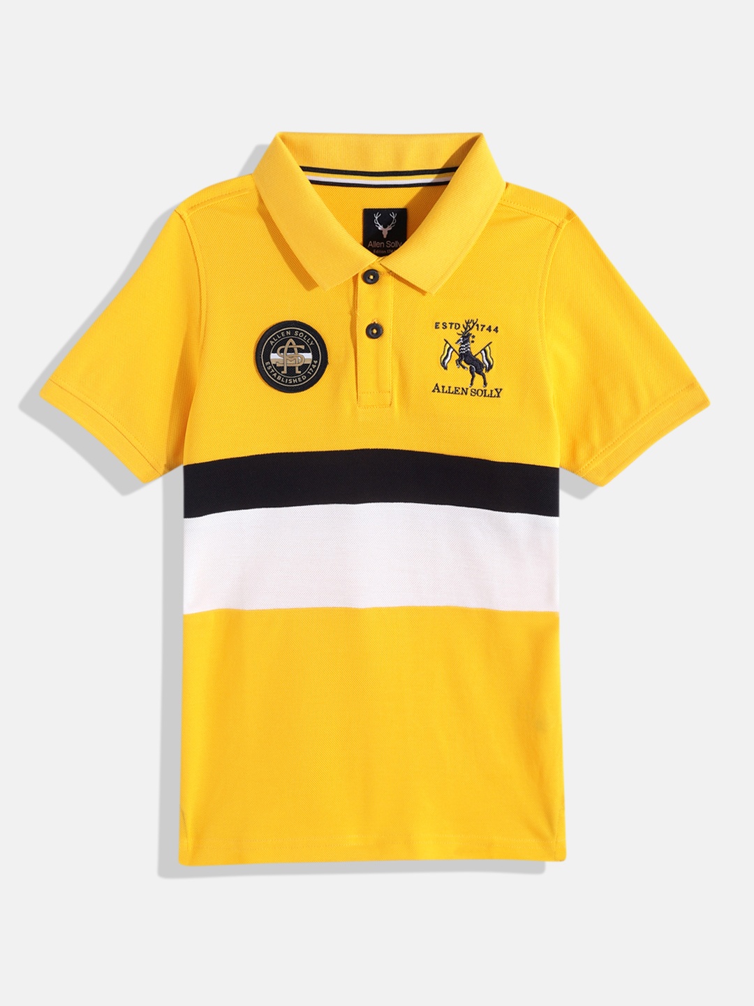 

Allen Solly Junior Boys Colourblocked Pure Cotton Polo Collar T-shirt, Yellow