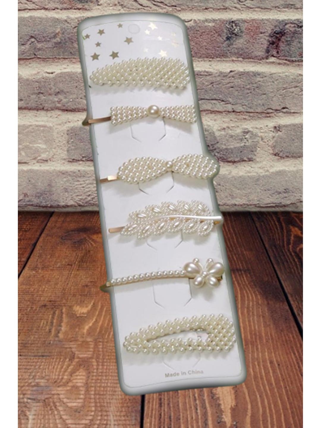 

Pinapes Women Set of 6 Embellished Bobby Pins, White