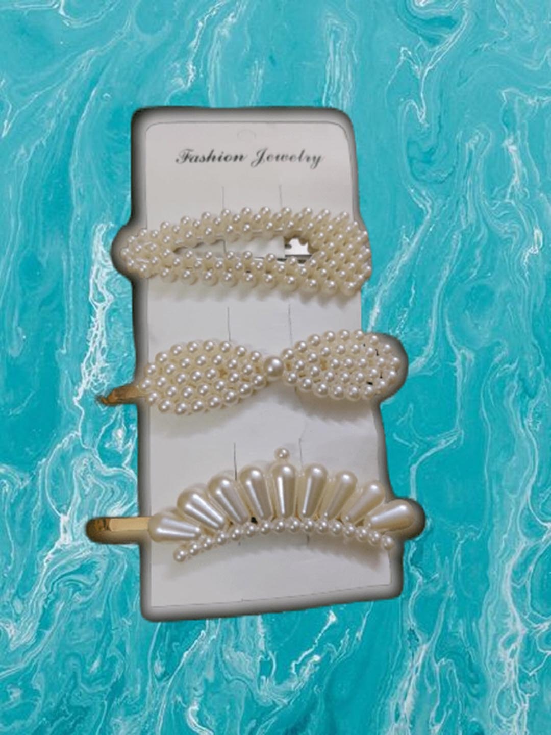 

Pinapes Set of 3 Beaded Hair Accessory Set, Gold
