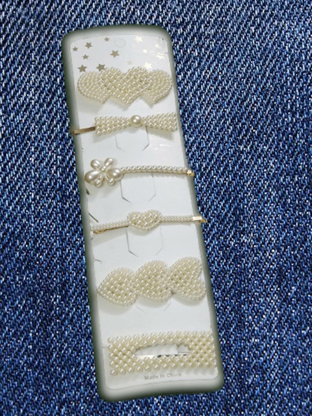 

Pinapes Women Set of 6 Embellished Bobby Pins, White