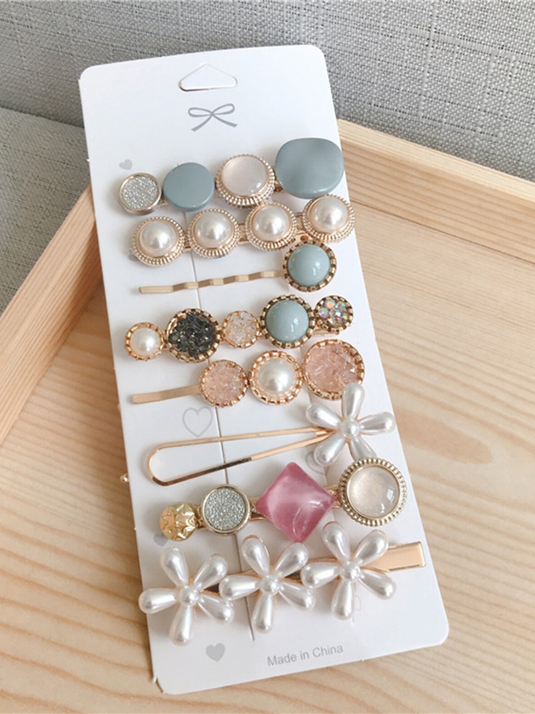 

Pinapes Set of 8 Embellished Hair Accessory Set, White