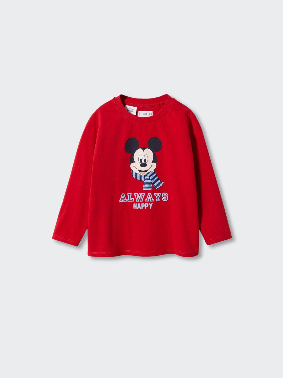 

Mango Kids Boys Pure Cotton Mickey Mouse Printed T-shirt, Red