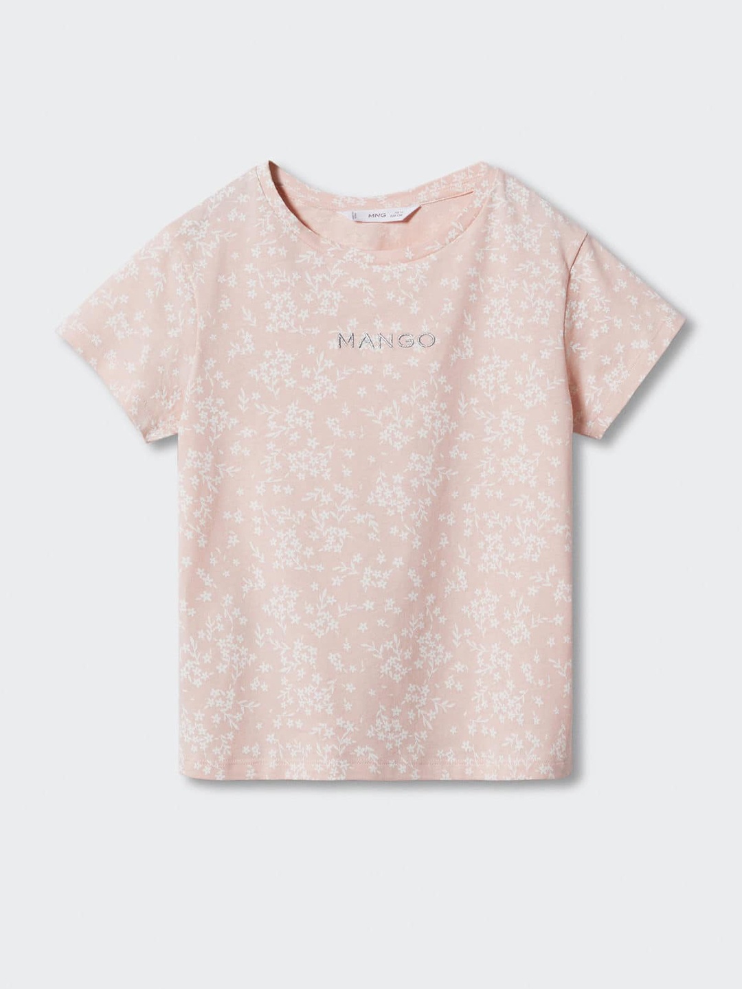 

Mango Kids Girls Floral Printed Sustainable Pure Cotton T-shirt, Peach