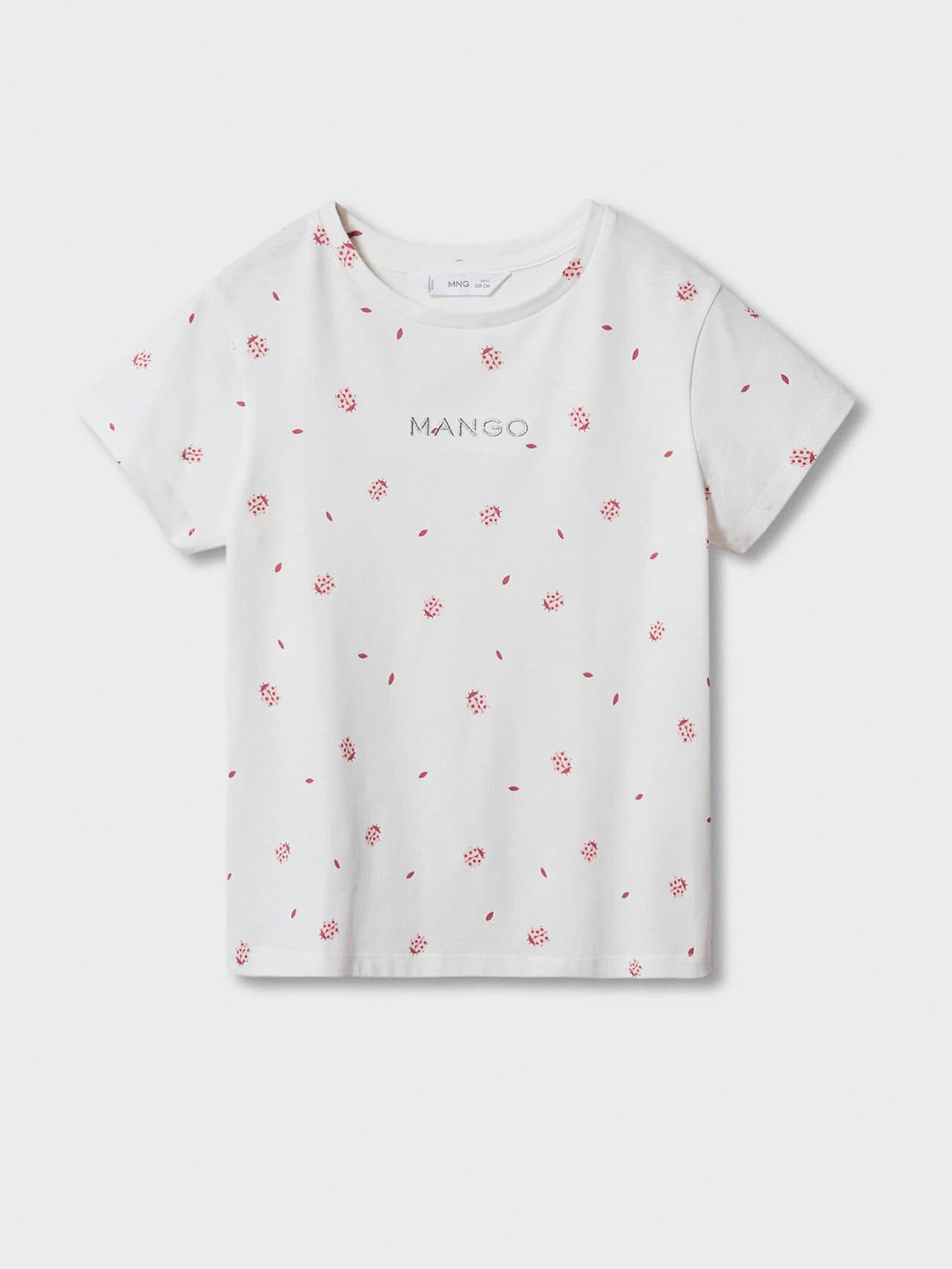 

Mango Kids Girls Lady Bug Print Pure Cotton T-shirt, White