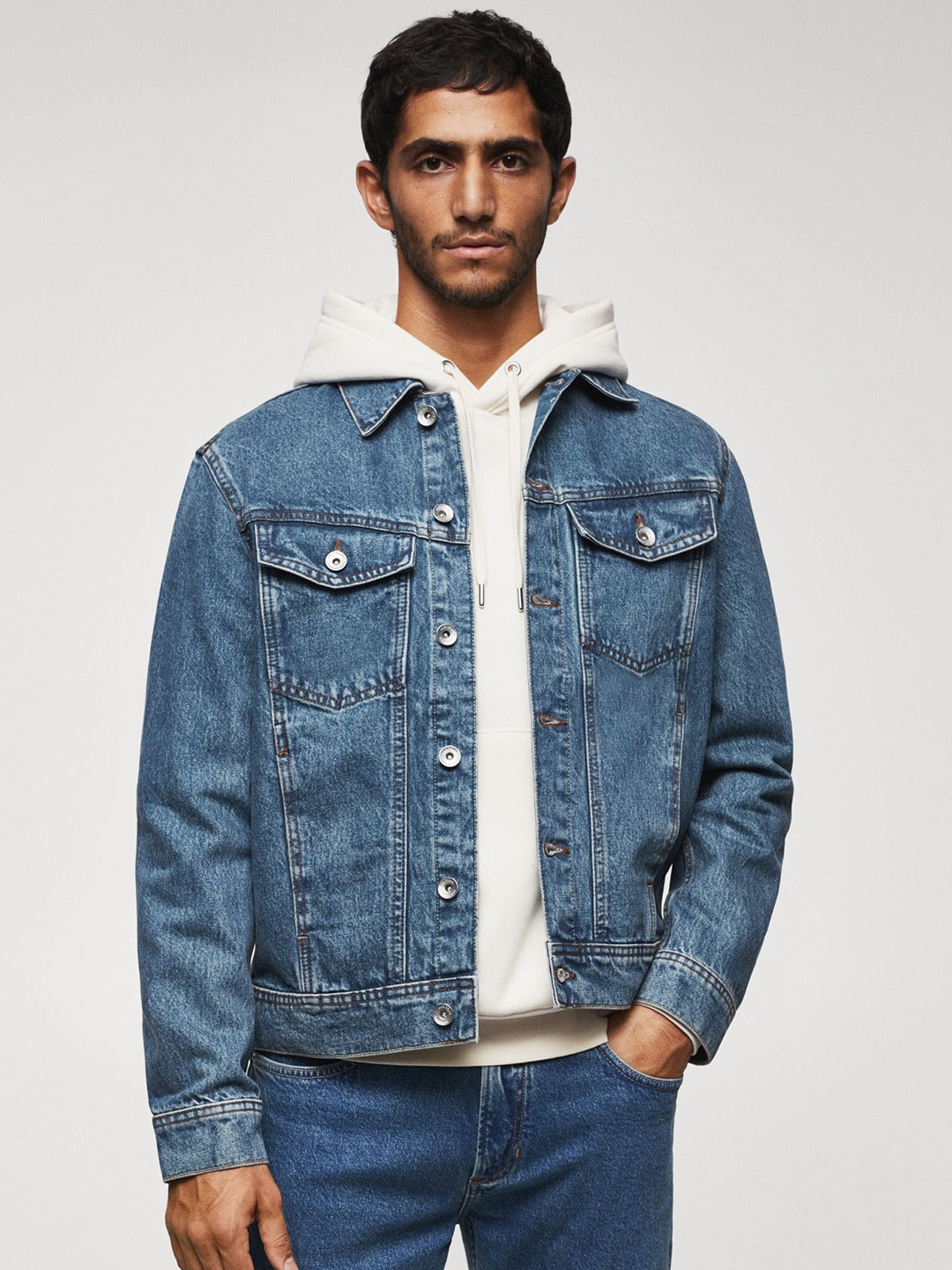 

MANGO MAN Sustainable Pure Cotton Denim Jacket, Blue