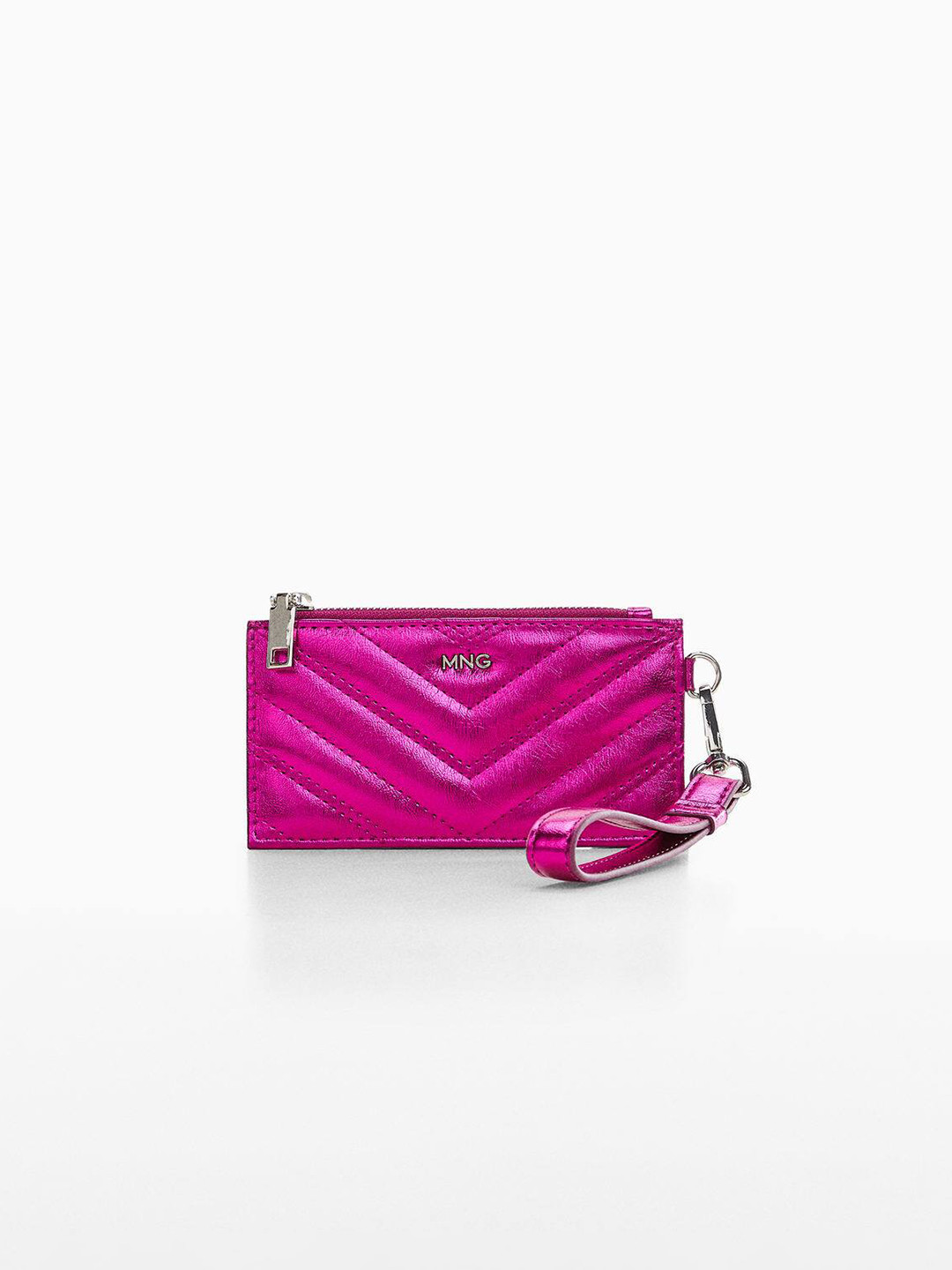 

MANGO Women Quilted Card Holder with Wrist Loop, Pink