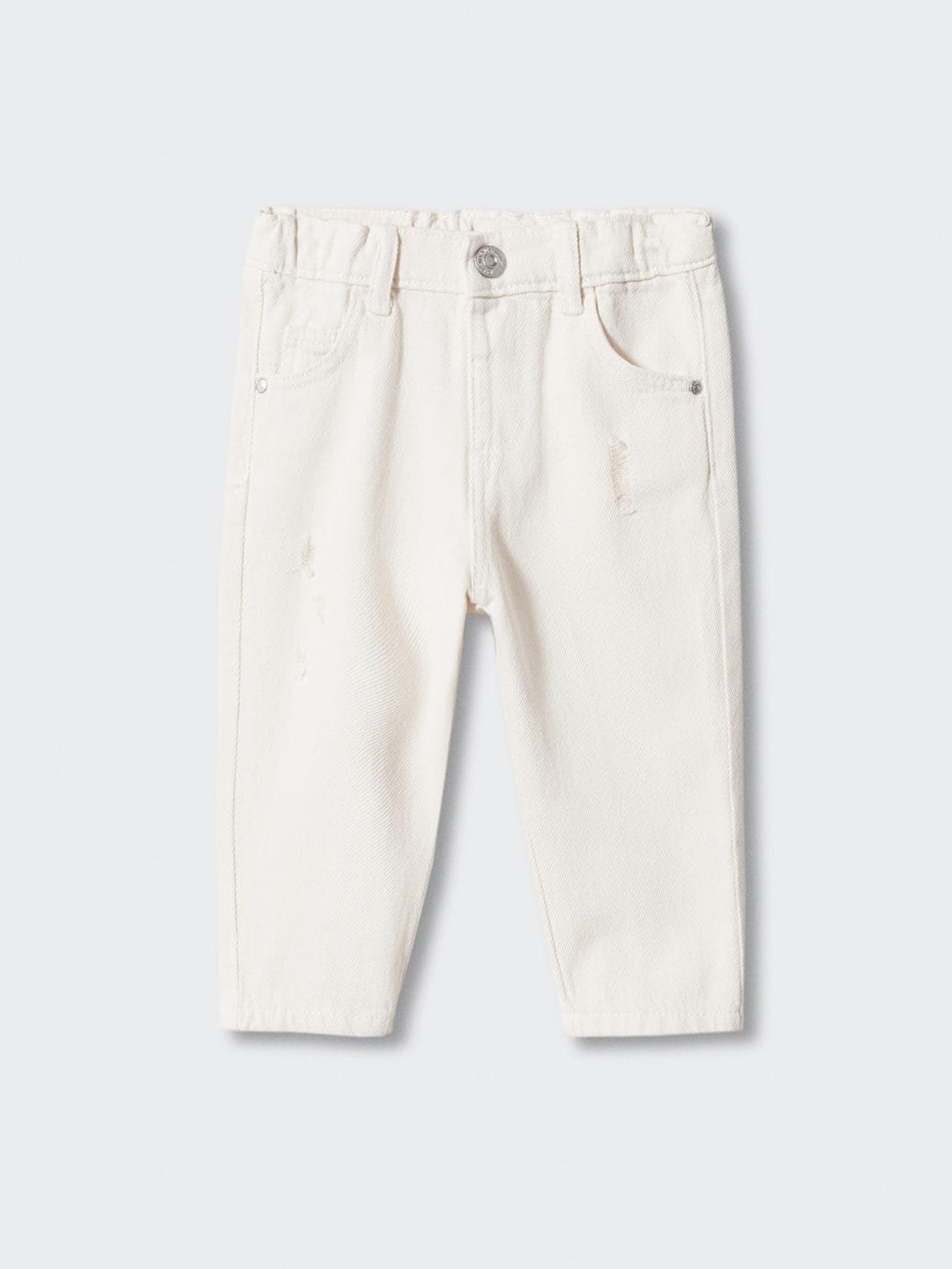 

Mango Kids Boys Mid-Rise Low Distress Pure Cotton Sustainable Jeans, White