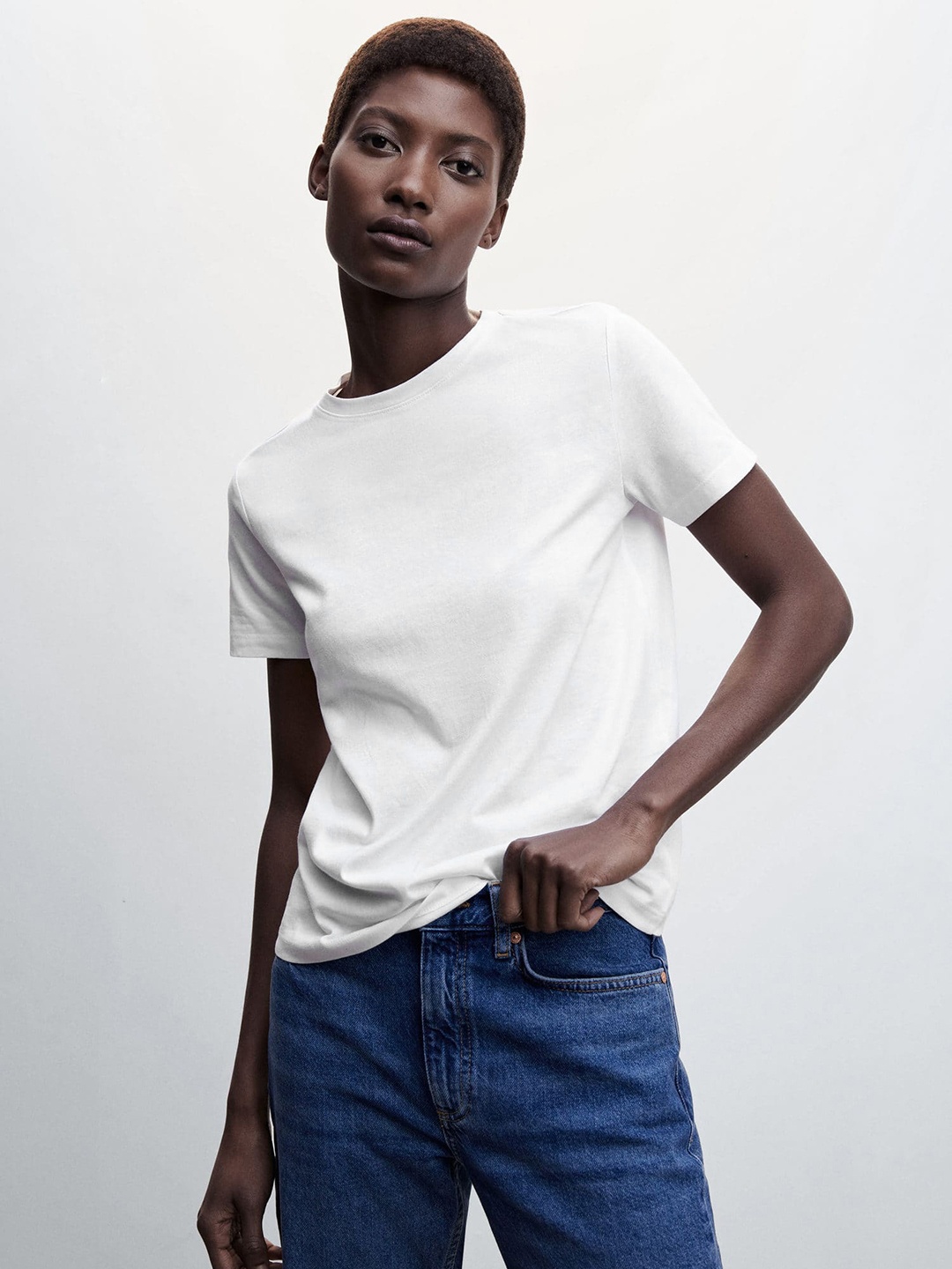 

MANGO Sustainable Pure Cotton T-shirt, White