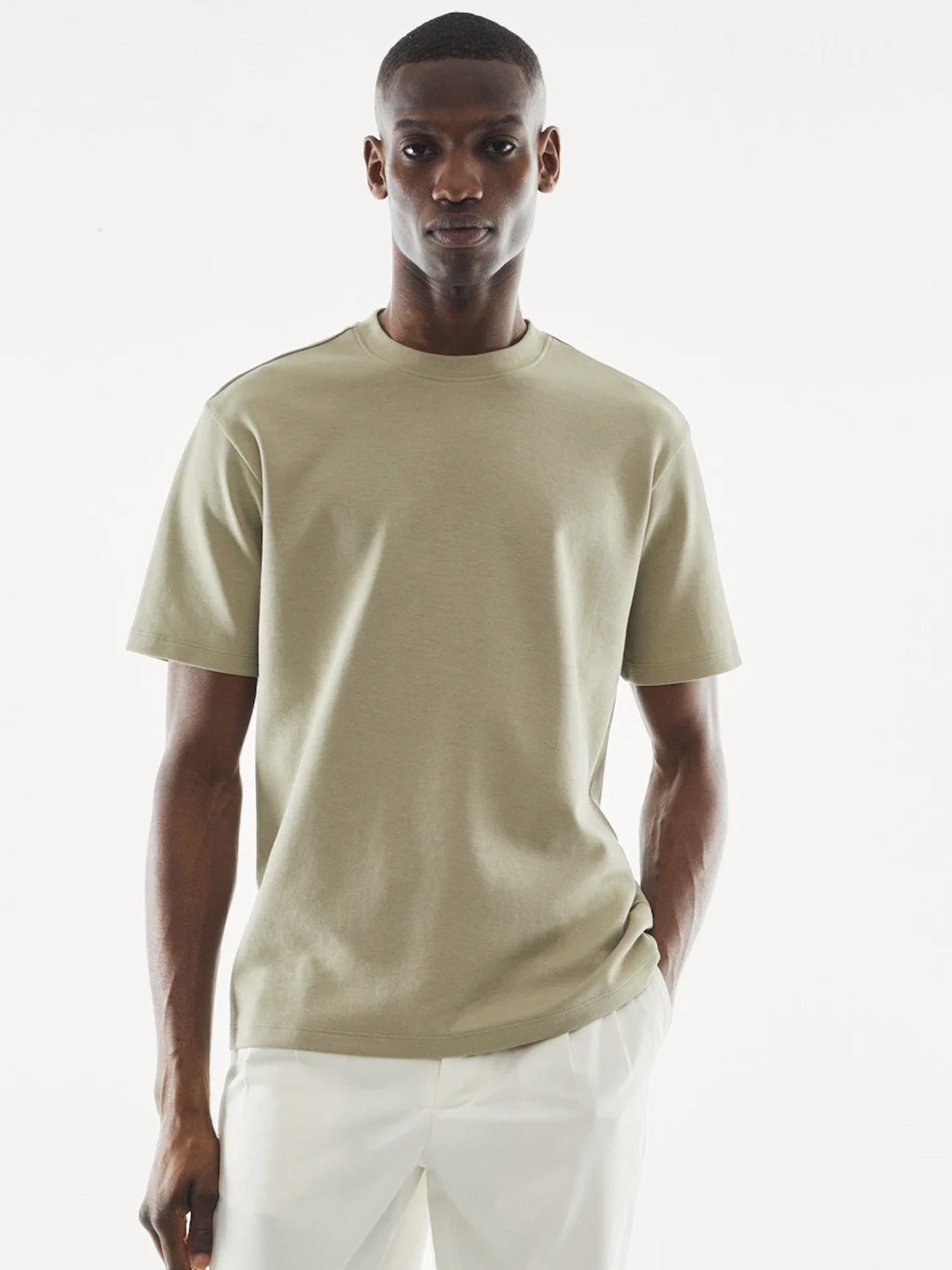 

MANGO MAN Round neck Knitted T-shirt, Green