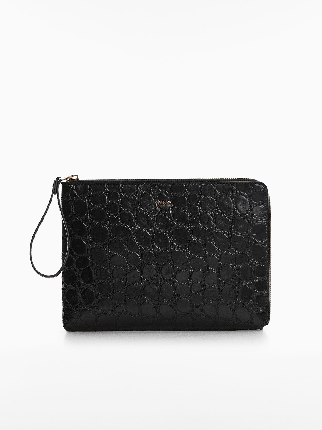 

MANGO Textured Cosmetic Bag, Black