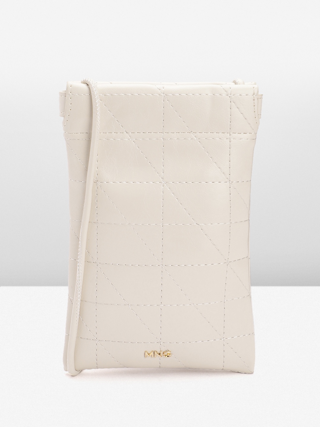 

MANGO Geometric Textured Mobile Pouch, Off white