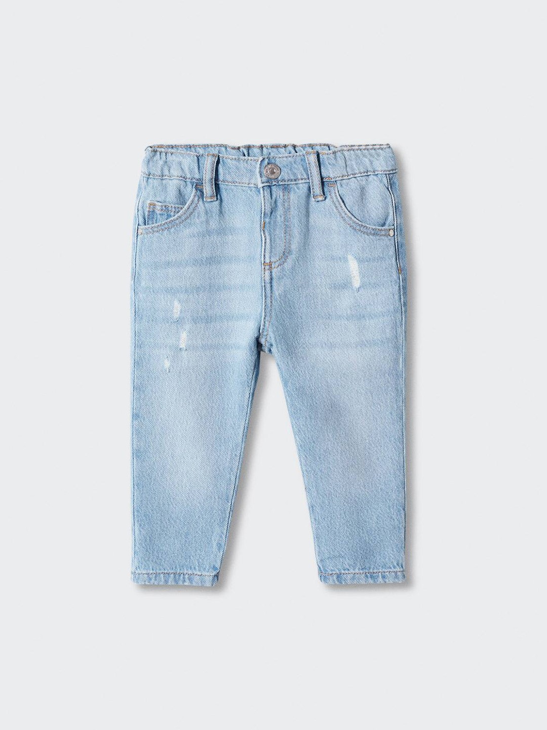 

Mango Kids Boys Mid-Rise Low Distress Pure Cotton Sustainable Jeans, Blue