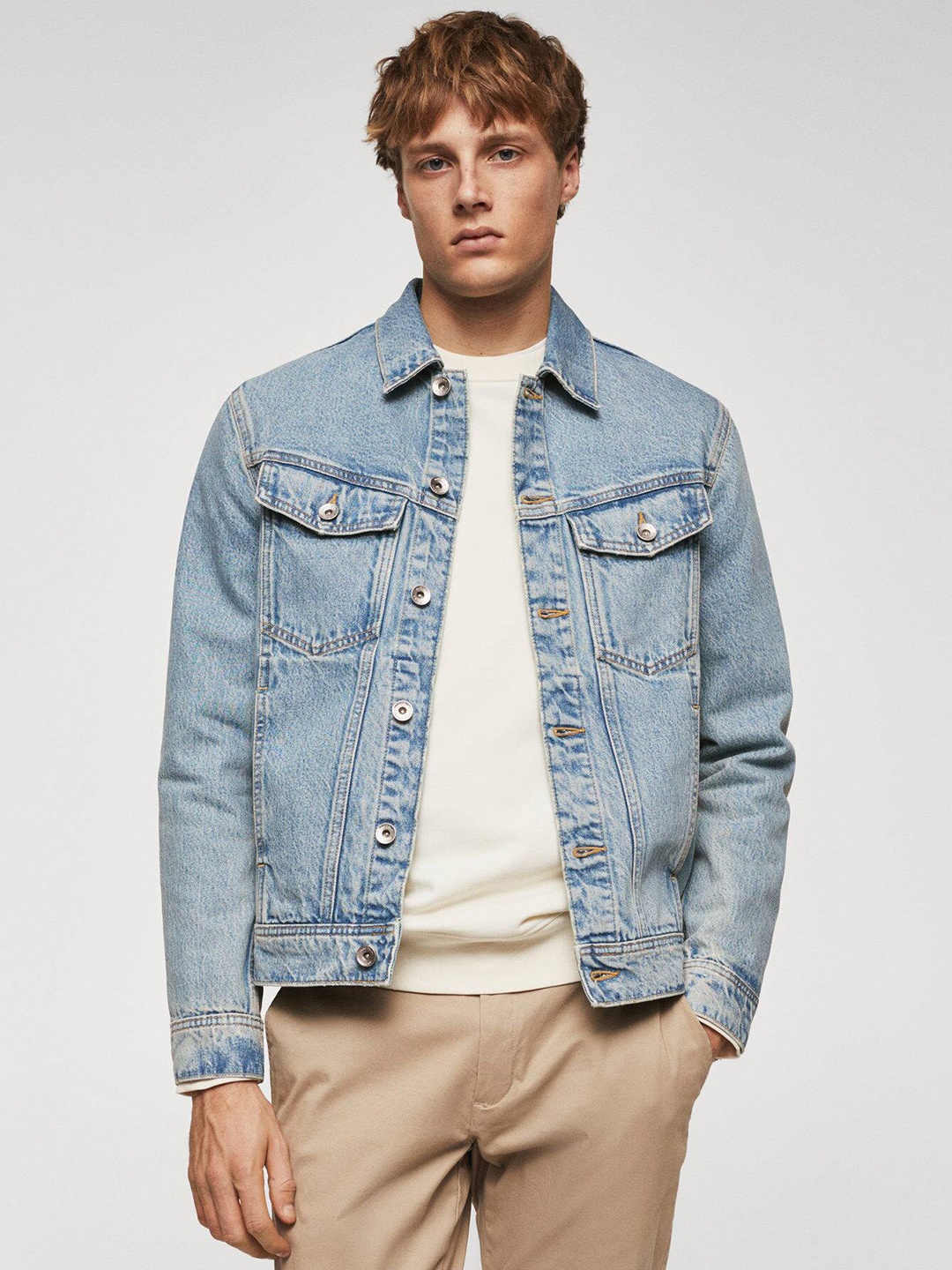 

MANGO MAN Pure Cotton Denim Jacket, Blue