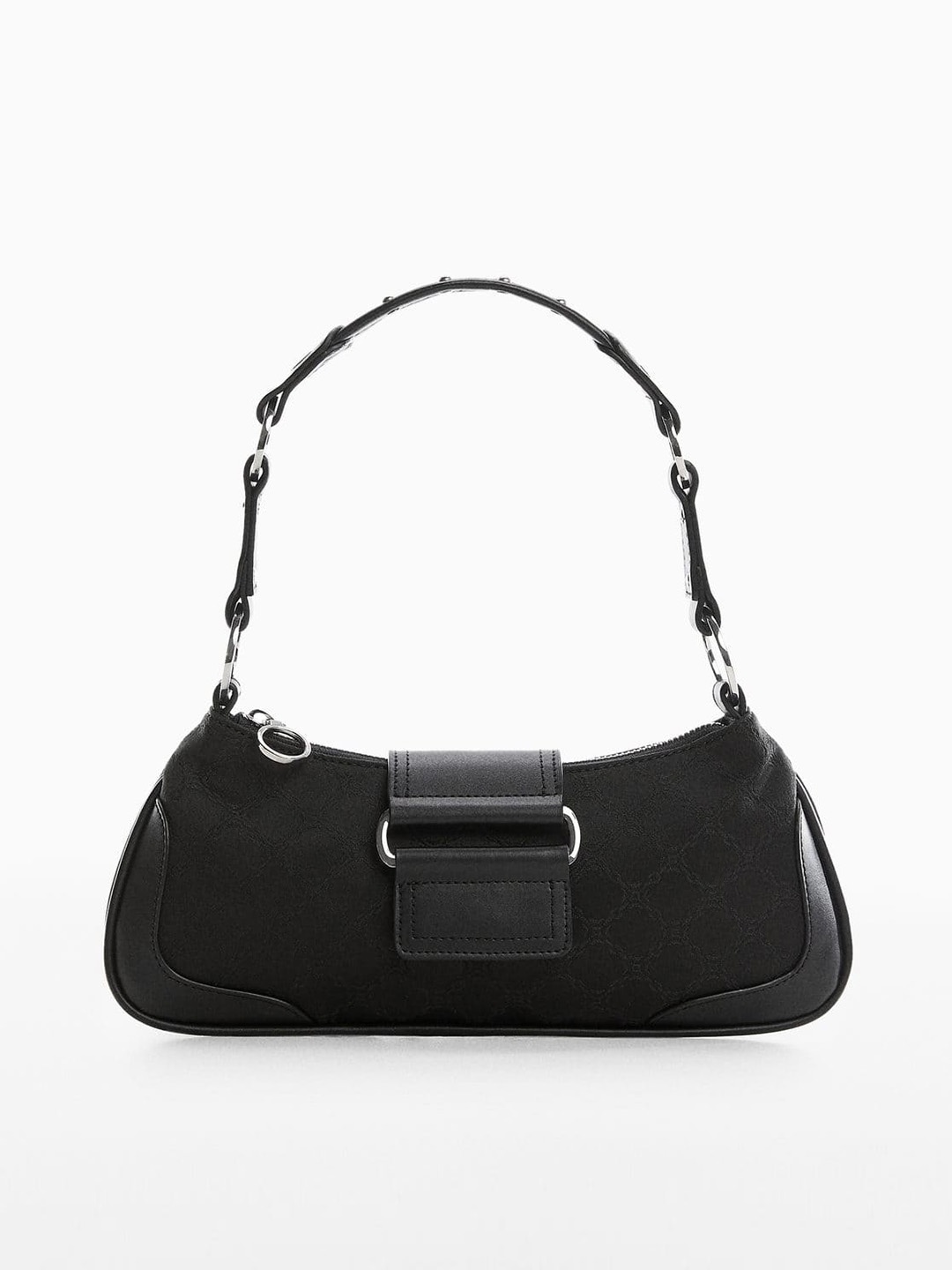 

MANGO Women Textured Structured Shoulder Bag, Black