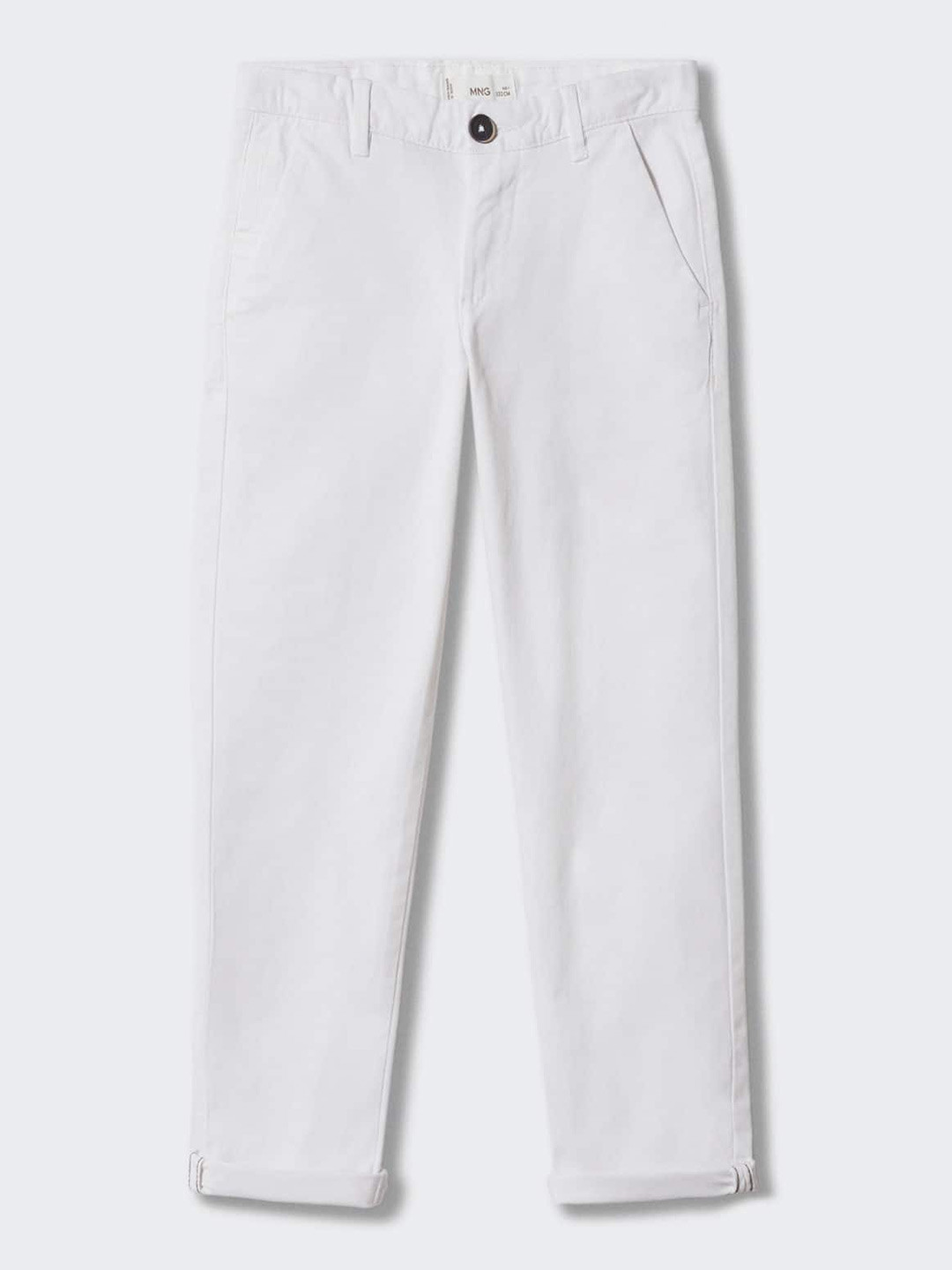 

Mango Kids Boys Mid-Rise Slim Fit Chinos, White